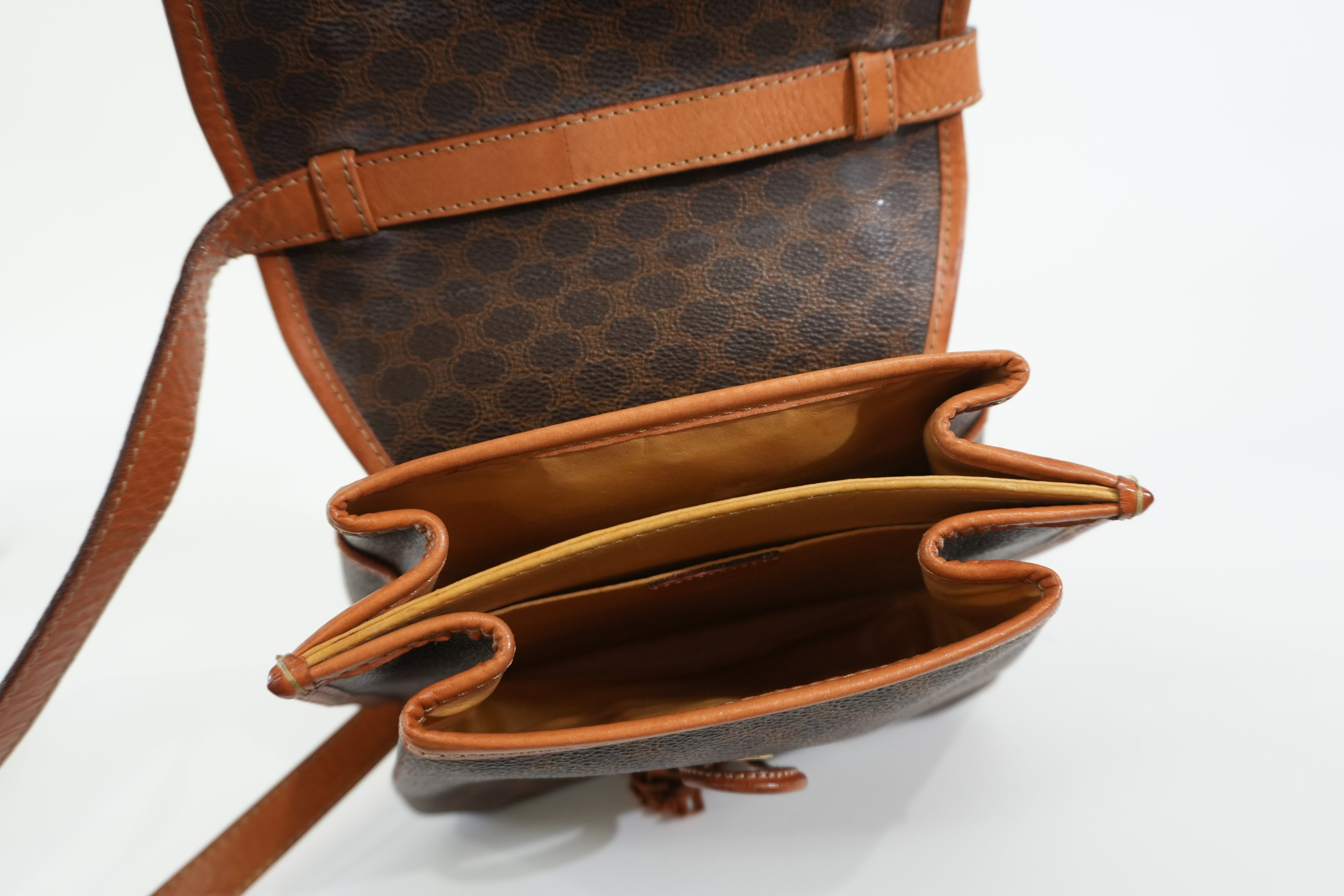 Pre-owned Celine Macadam Shoulder Bag Brown