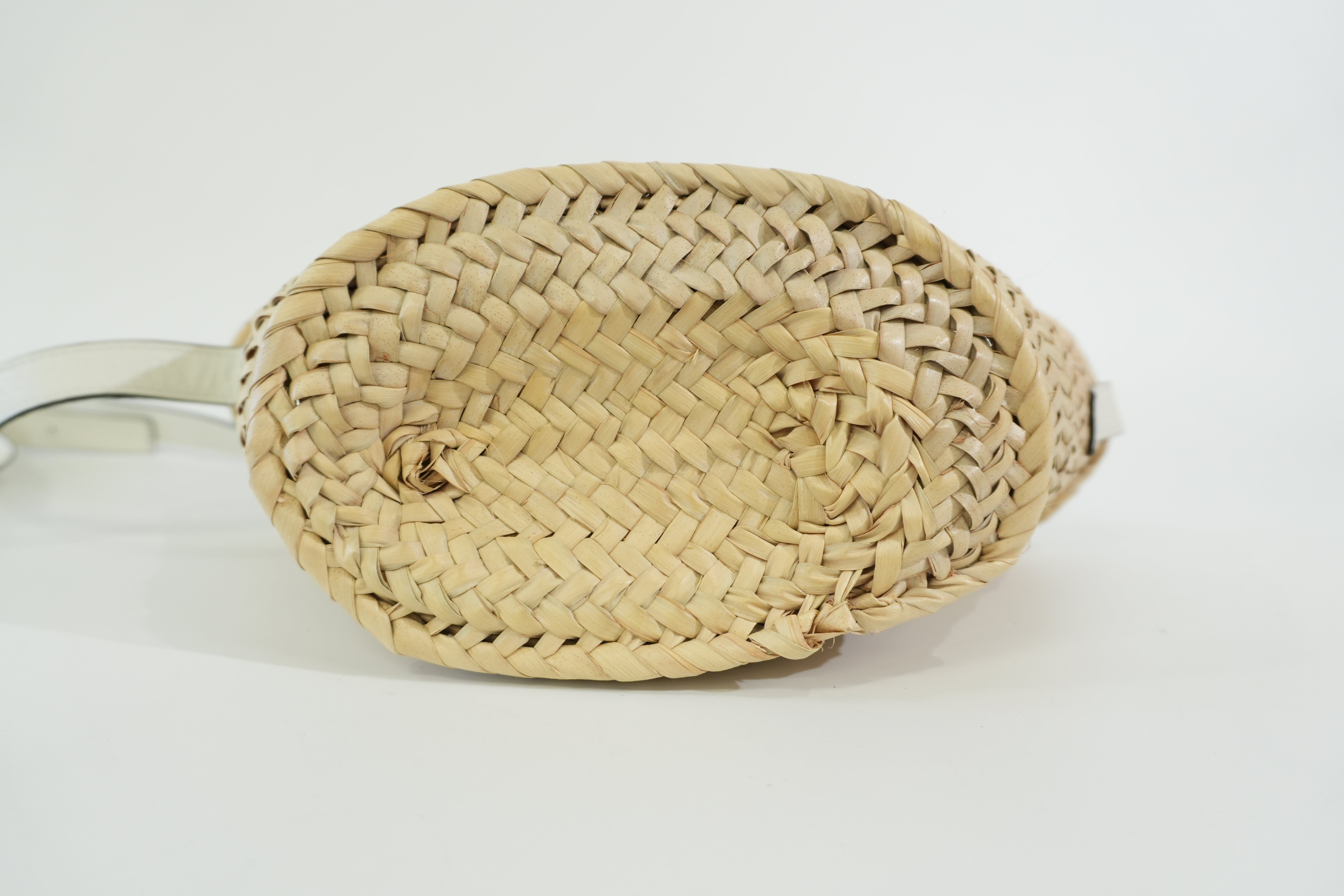 Pre-owned Chloe Raffia Shoulder Bag White