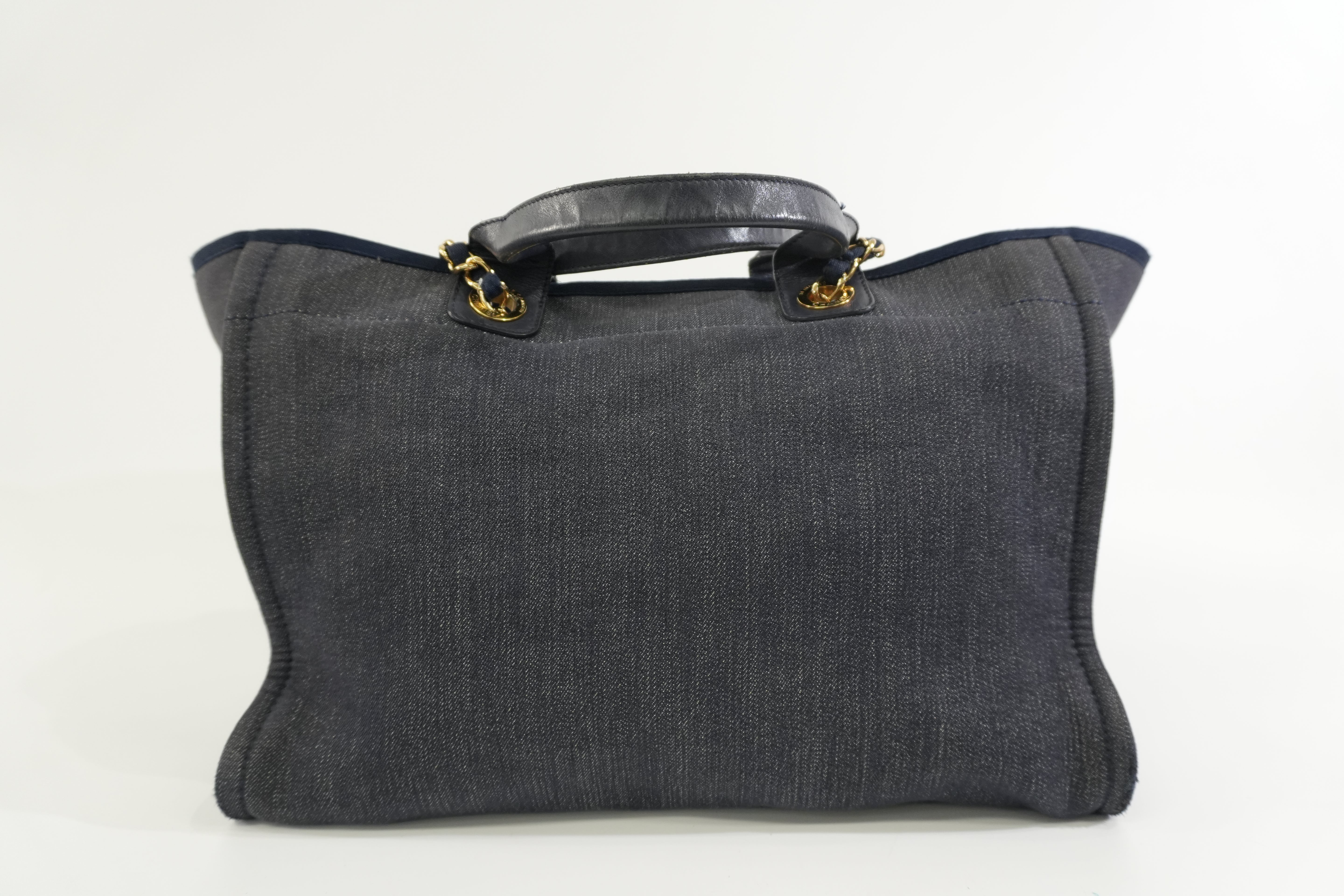Pre-owned Chanel Deauville Tote Bag Blue Denim