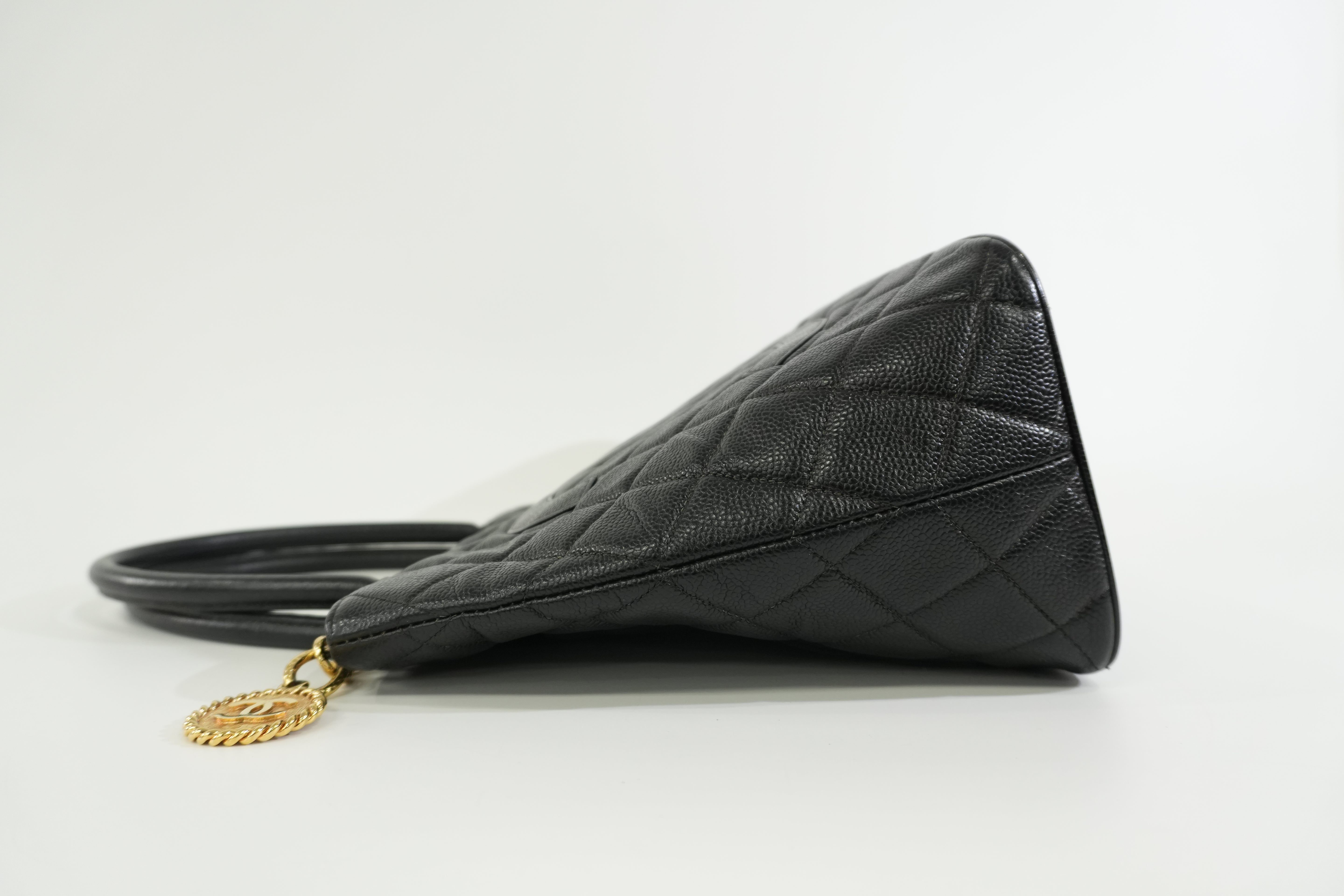 Pre-owned Chanel Medallion Tote Bag Black Gold Hardware