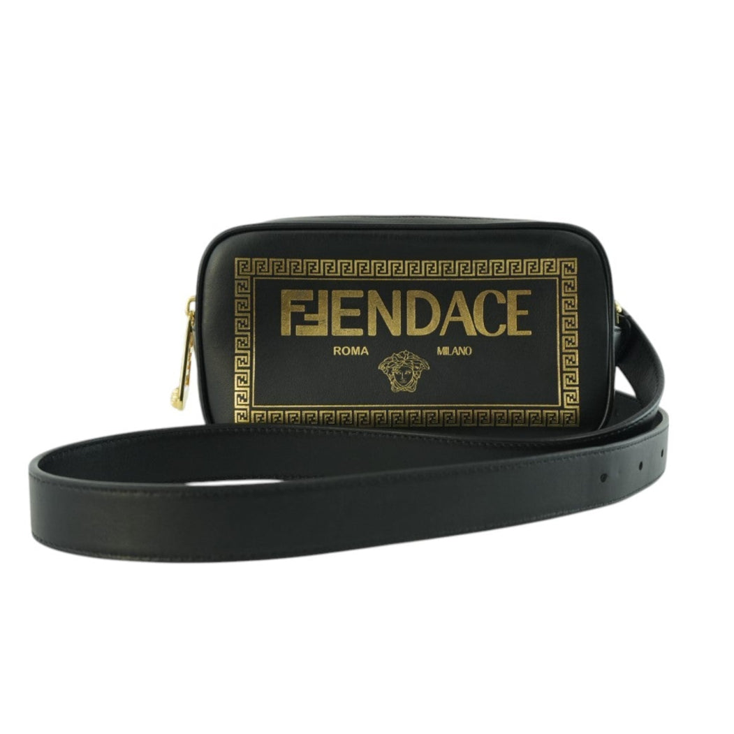 Fendace (Fendi and Versace) Shoulder Bag Leather Black Used