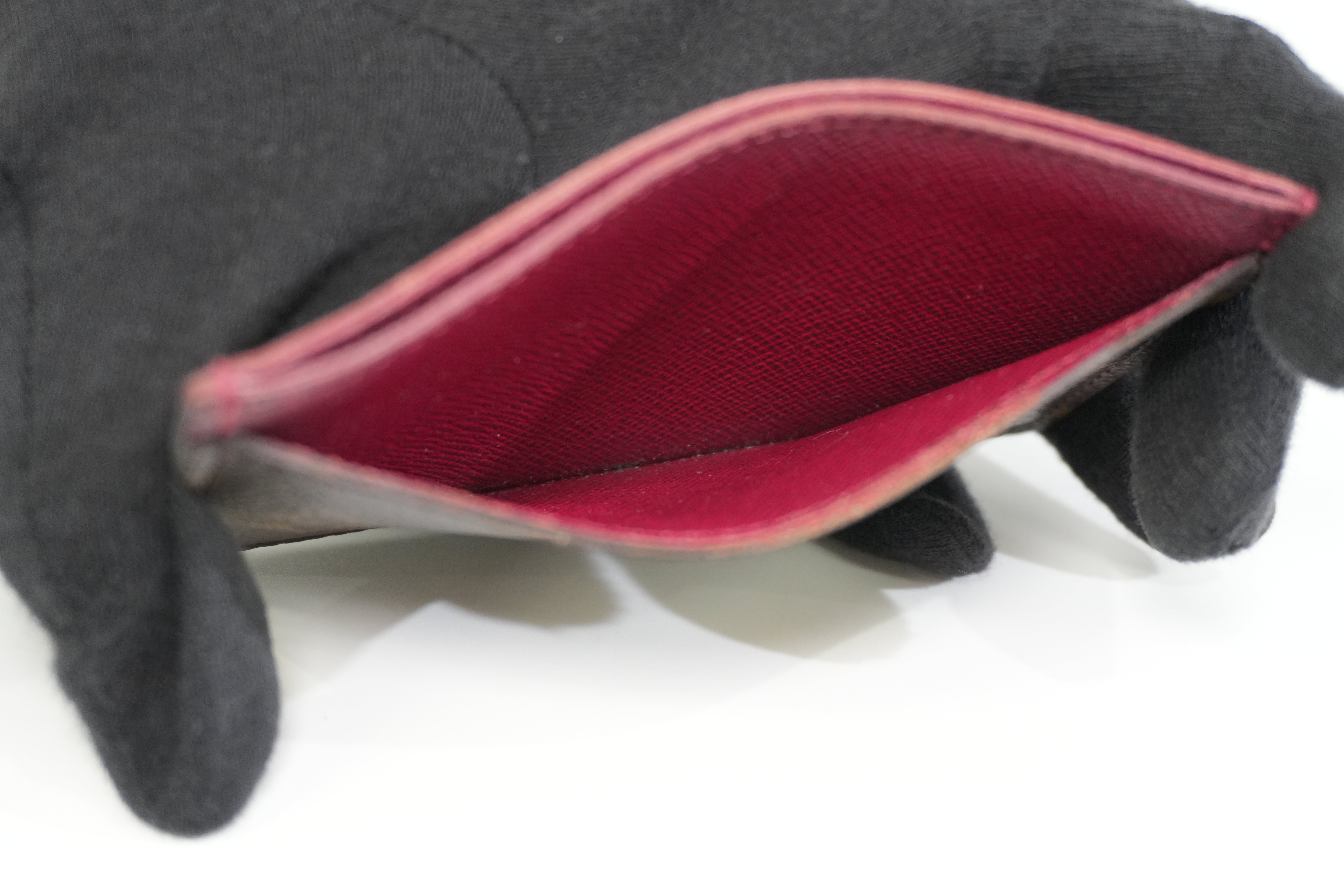 Pre-owned Louis Vuitton Monogram Card Case Rauge Fauviste