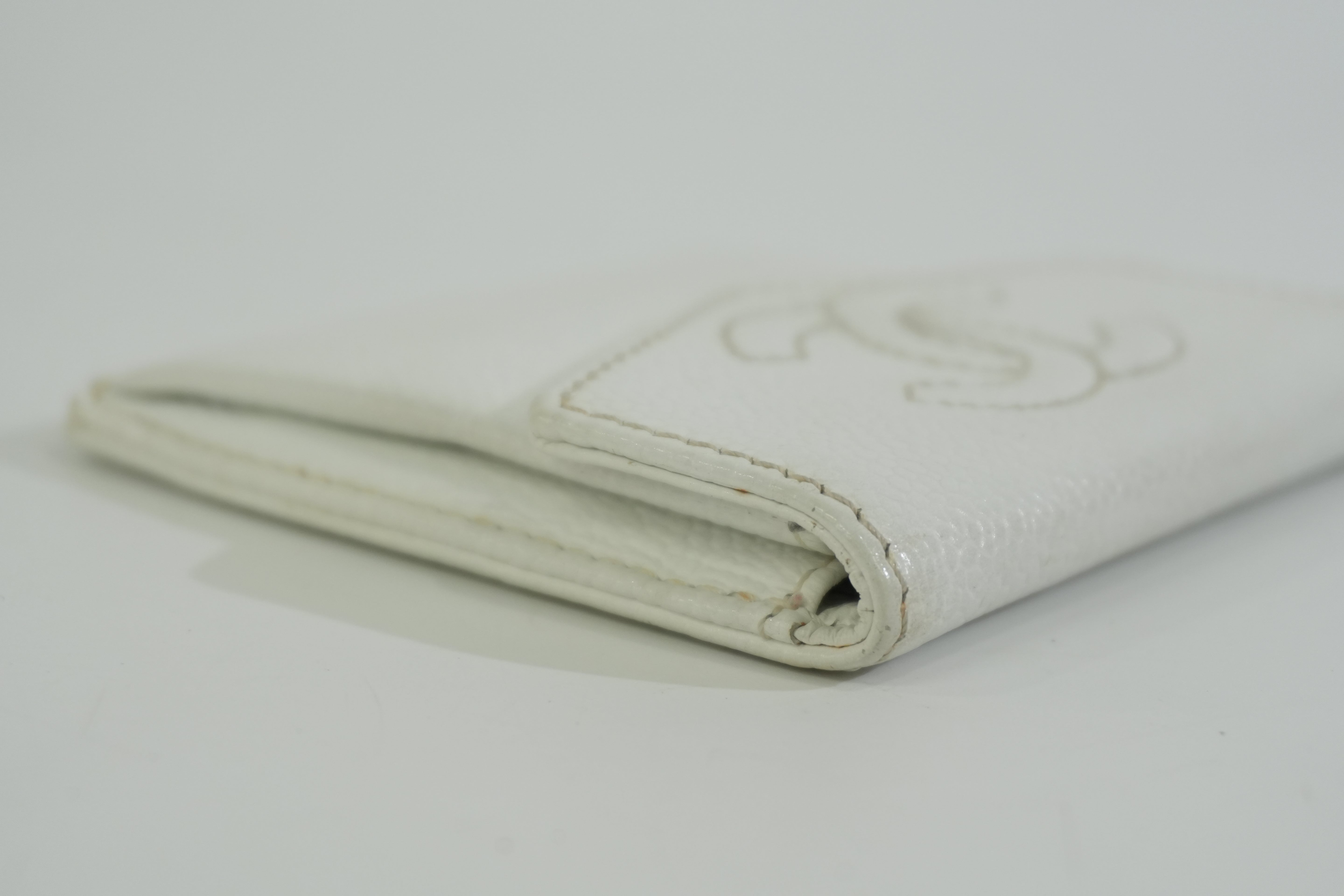 Pre-owned Chanel Caviar Skin Card Case White