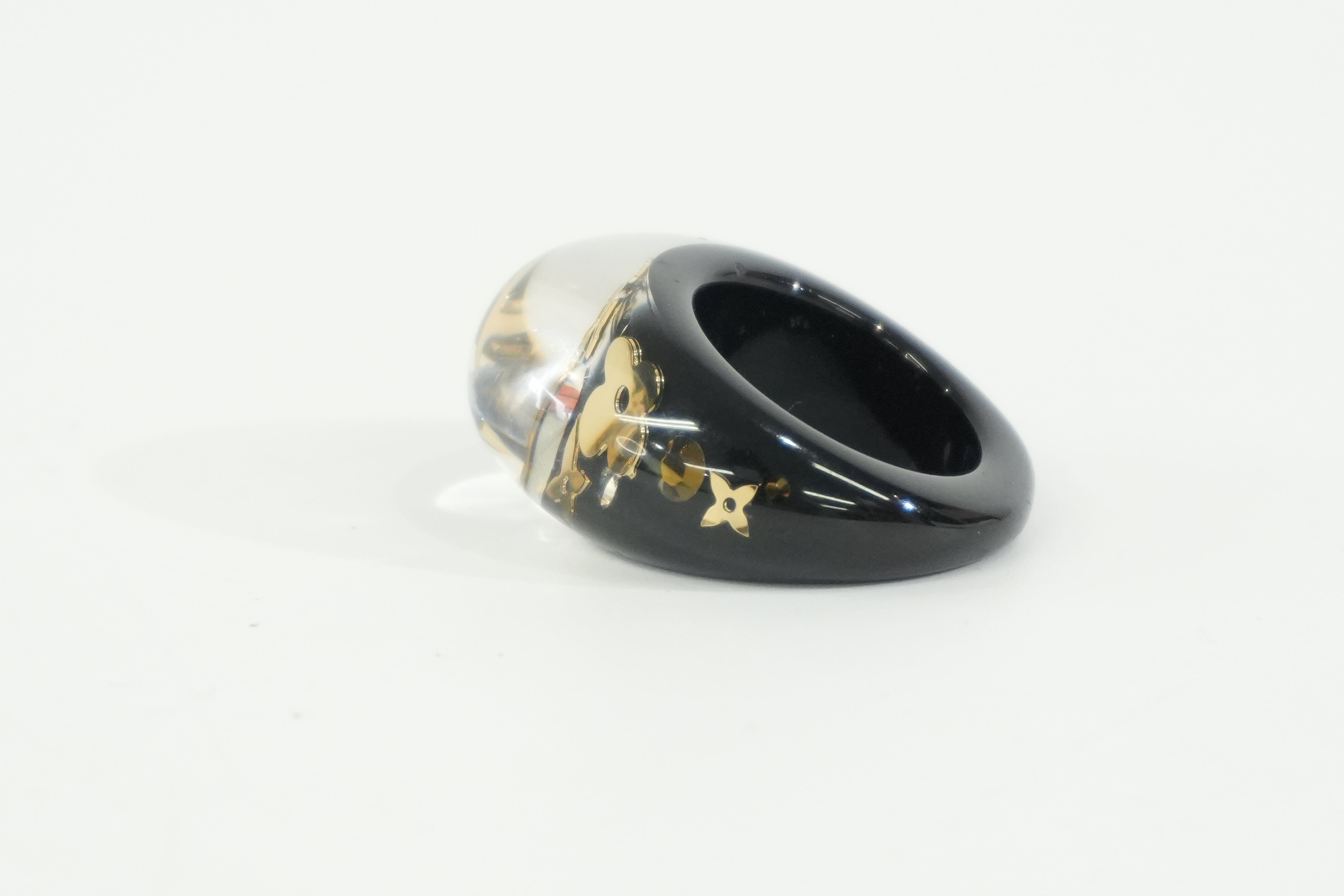 Pre-owned Louis Vuitton Resin Ring Size L Black