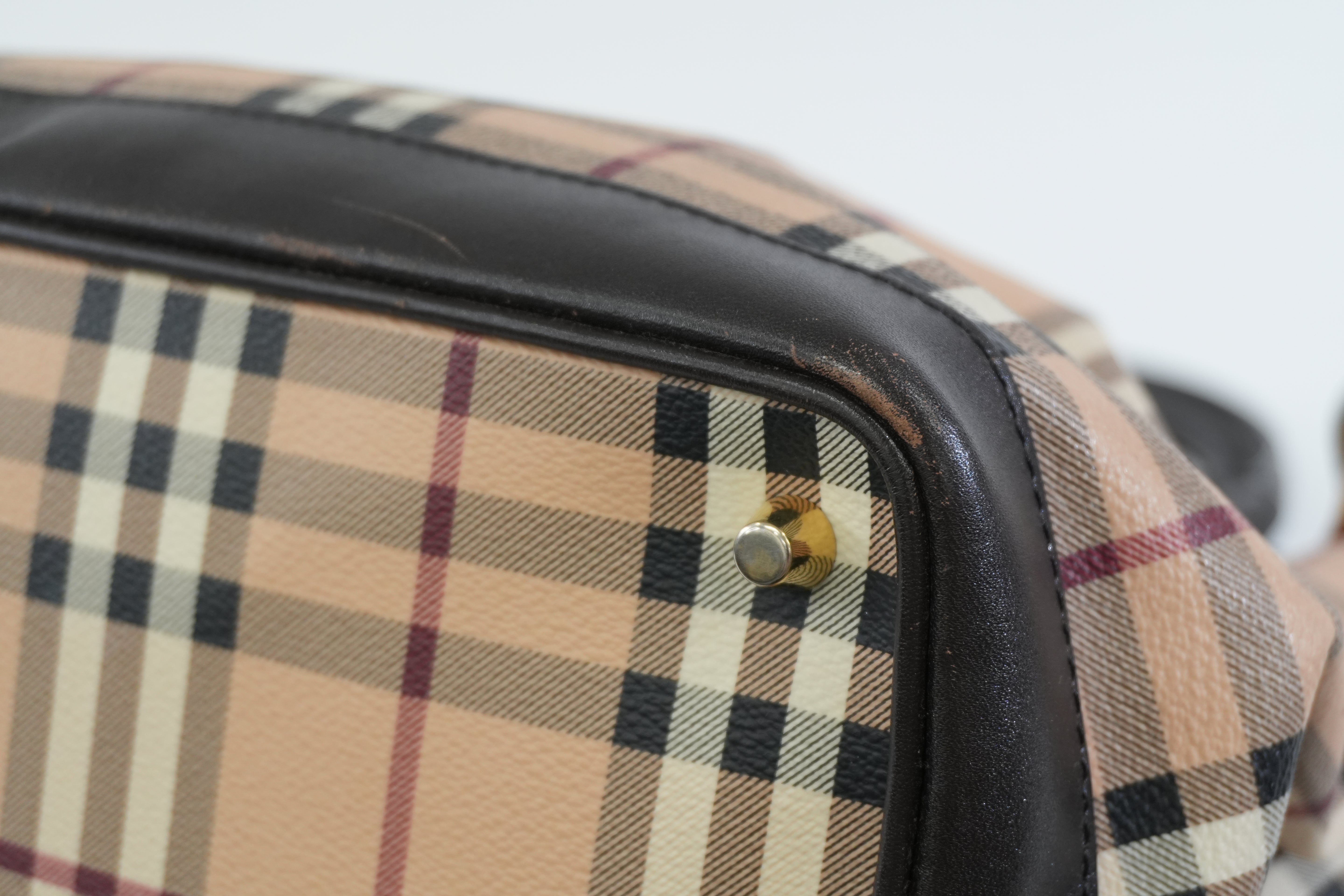 Pre-owned Burberry Haymarket Check Golderton Tote Bag Beige