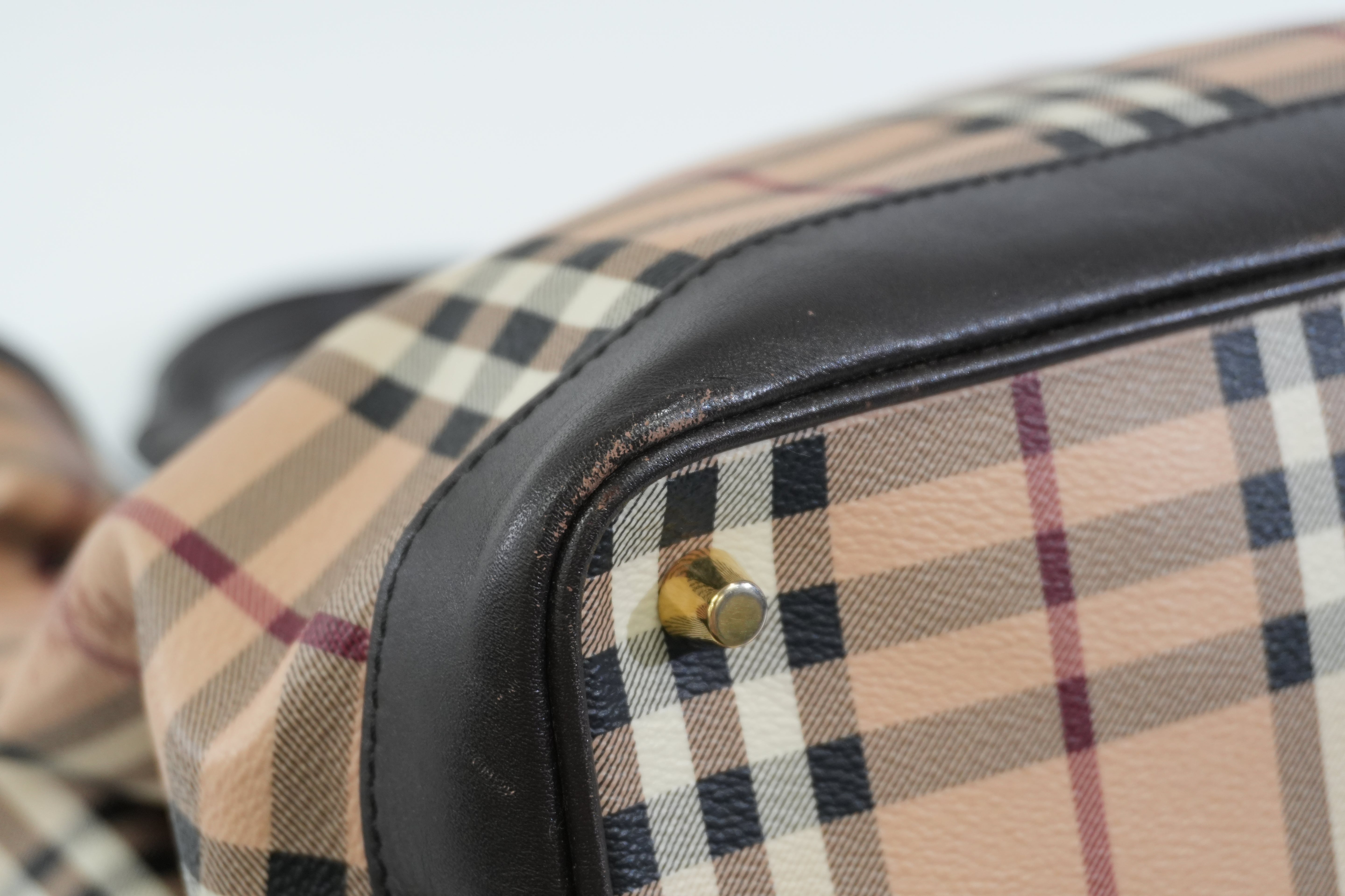 Pre-owned Burberry Haymarket Check Golderton Tote Bag Beige