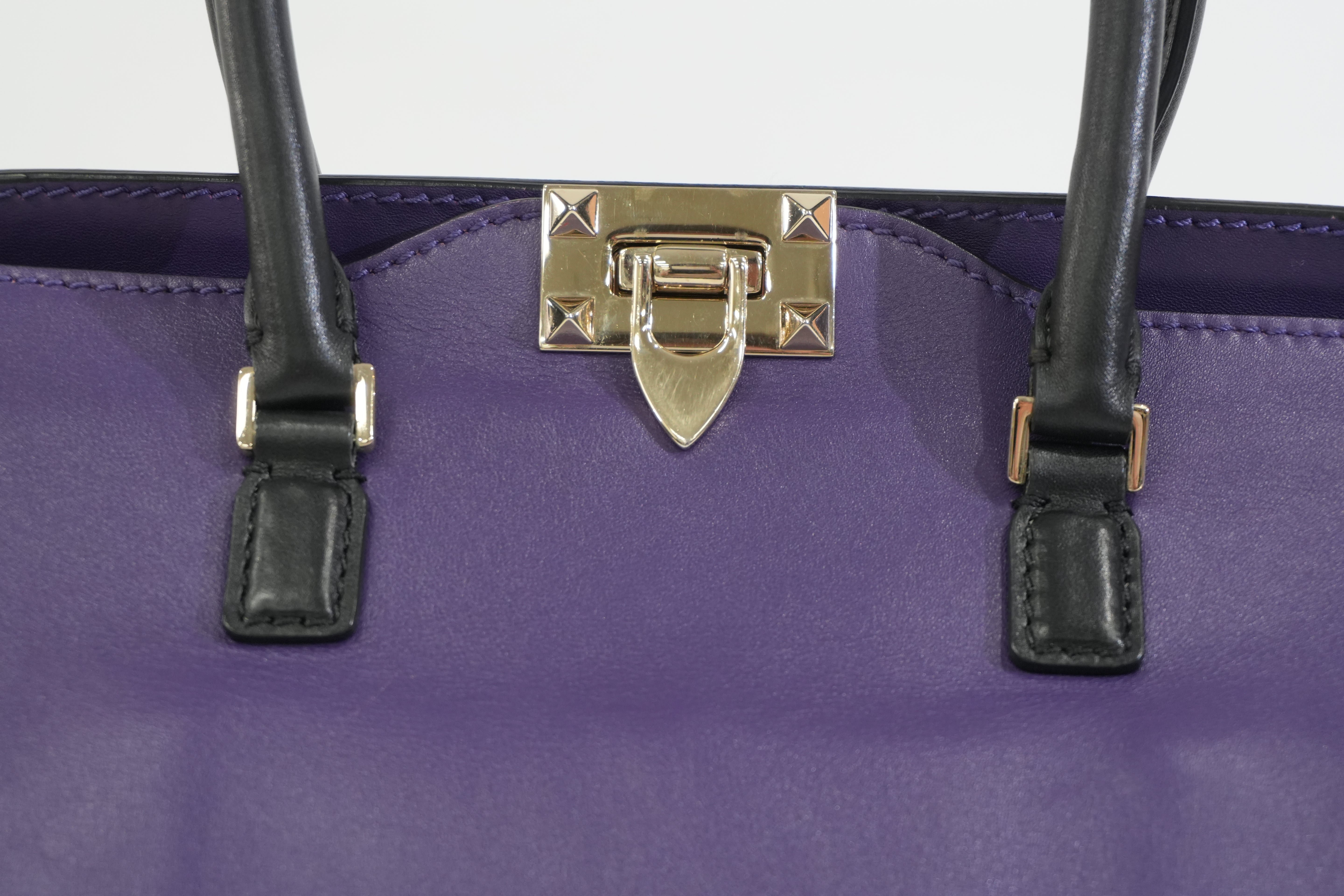 Pre-owned Valentino Two Way Studded Shoulder Bag Purple