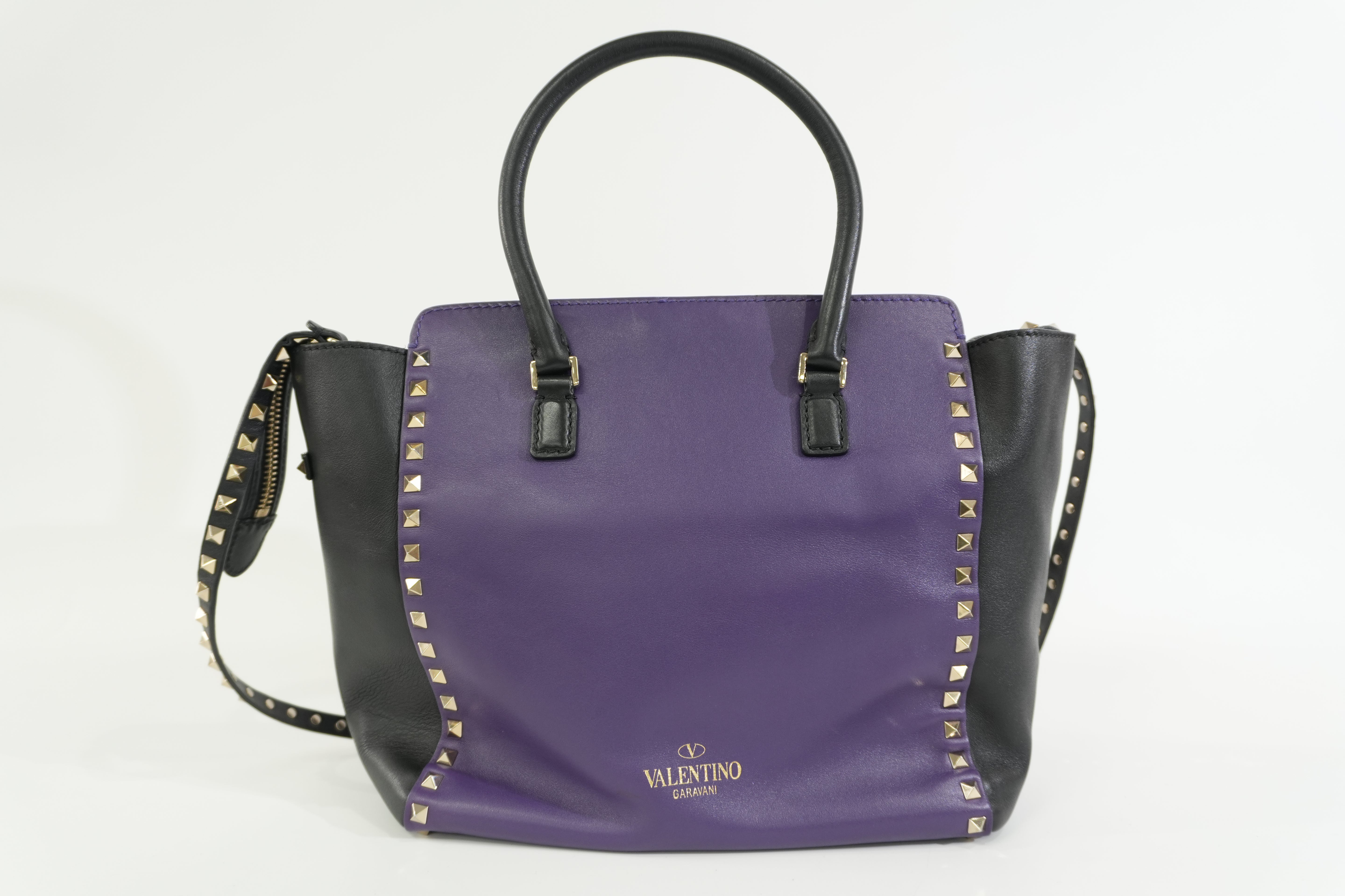 Pre-owned Valentino Two Way Studded Shoulder Bag Purple
