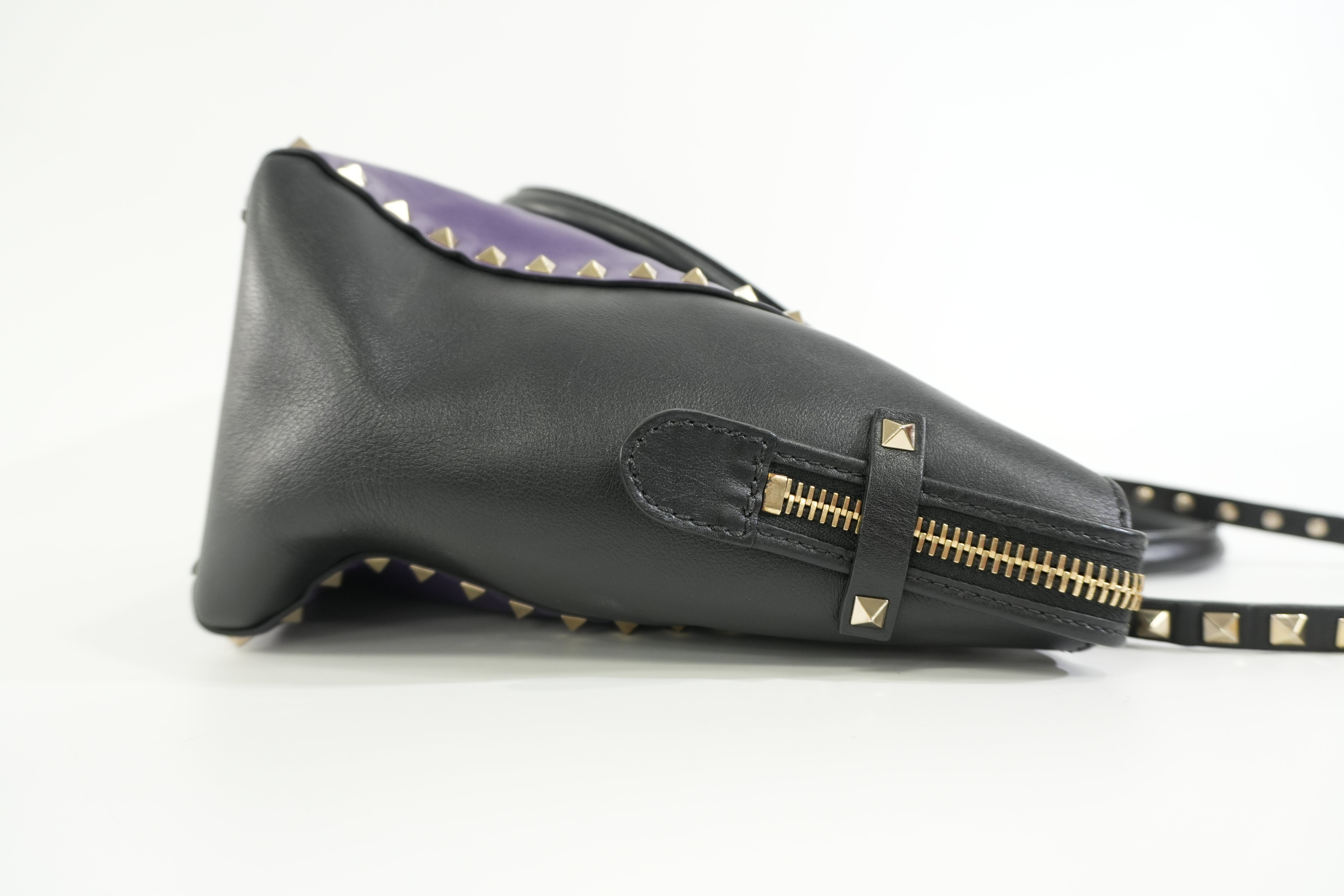 Pre-owned Valentino Two Way Studded Shoulder Bag Purple