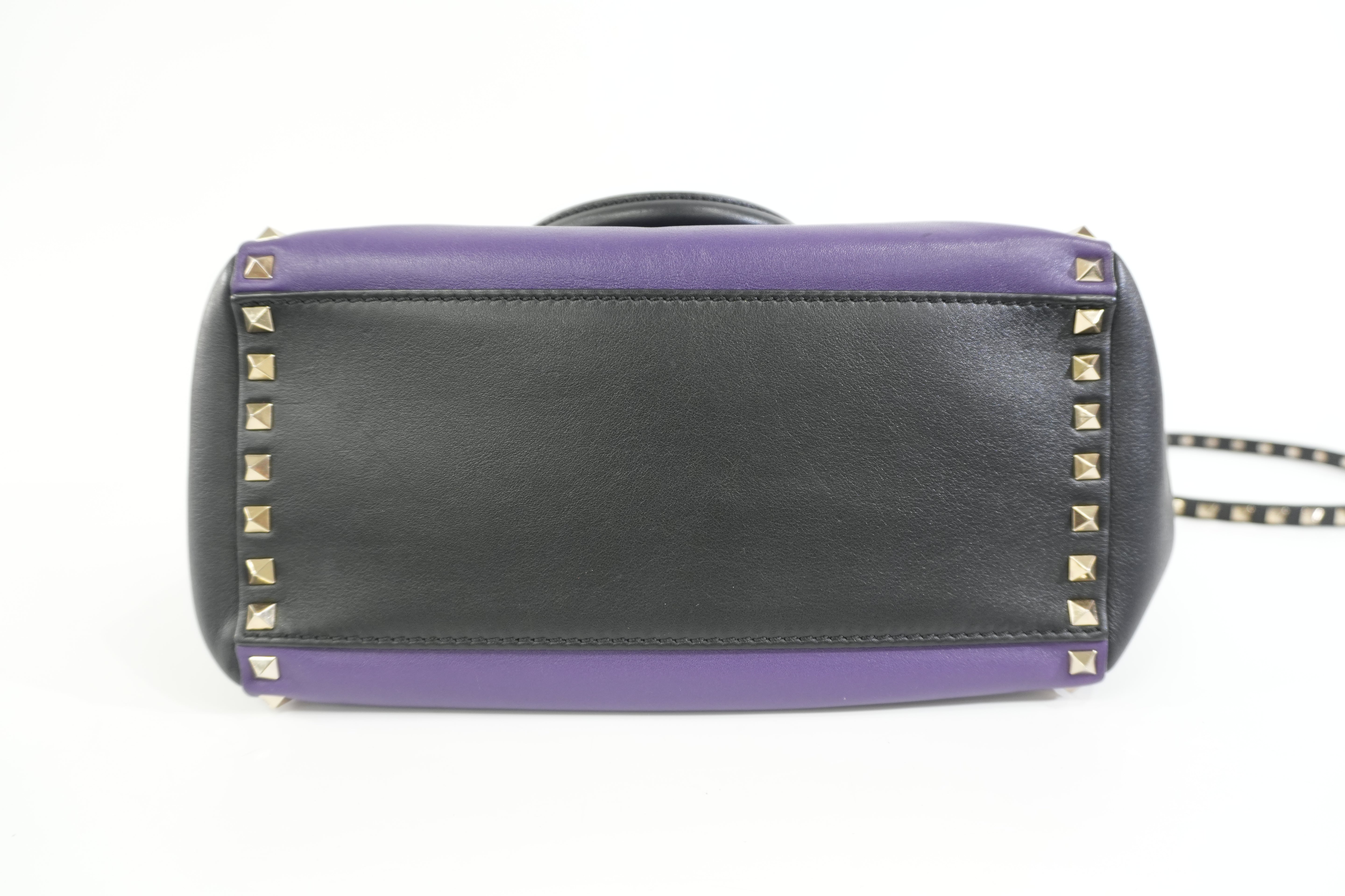 Pre-owned Valentino Two Way Studded Shoulder Bag Purple