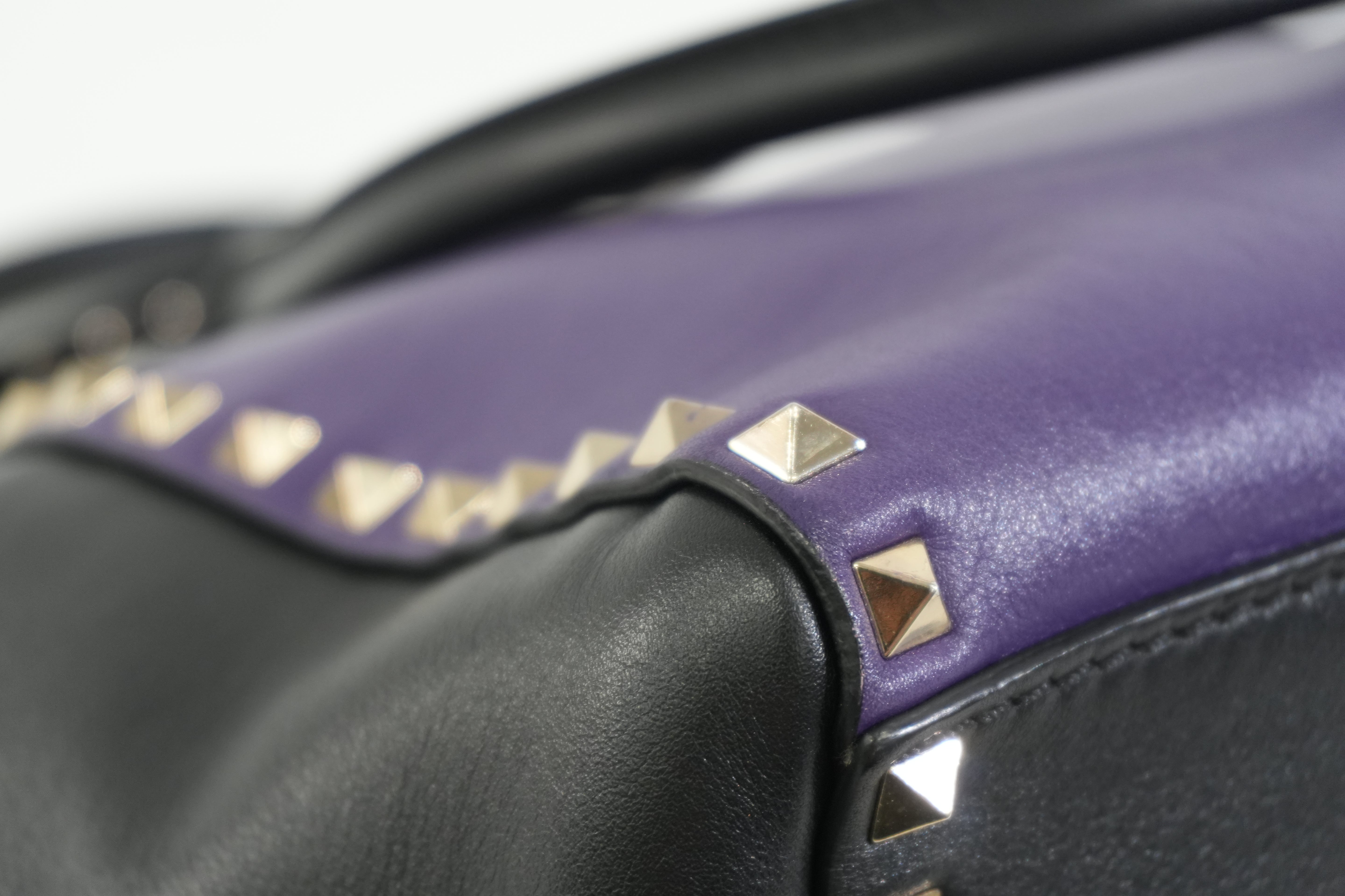 Pre-owned Valentino Two Way Studded Shoulder Bag Purple