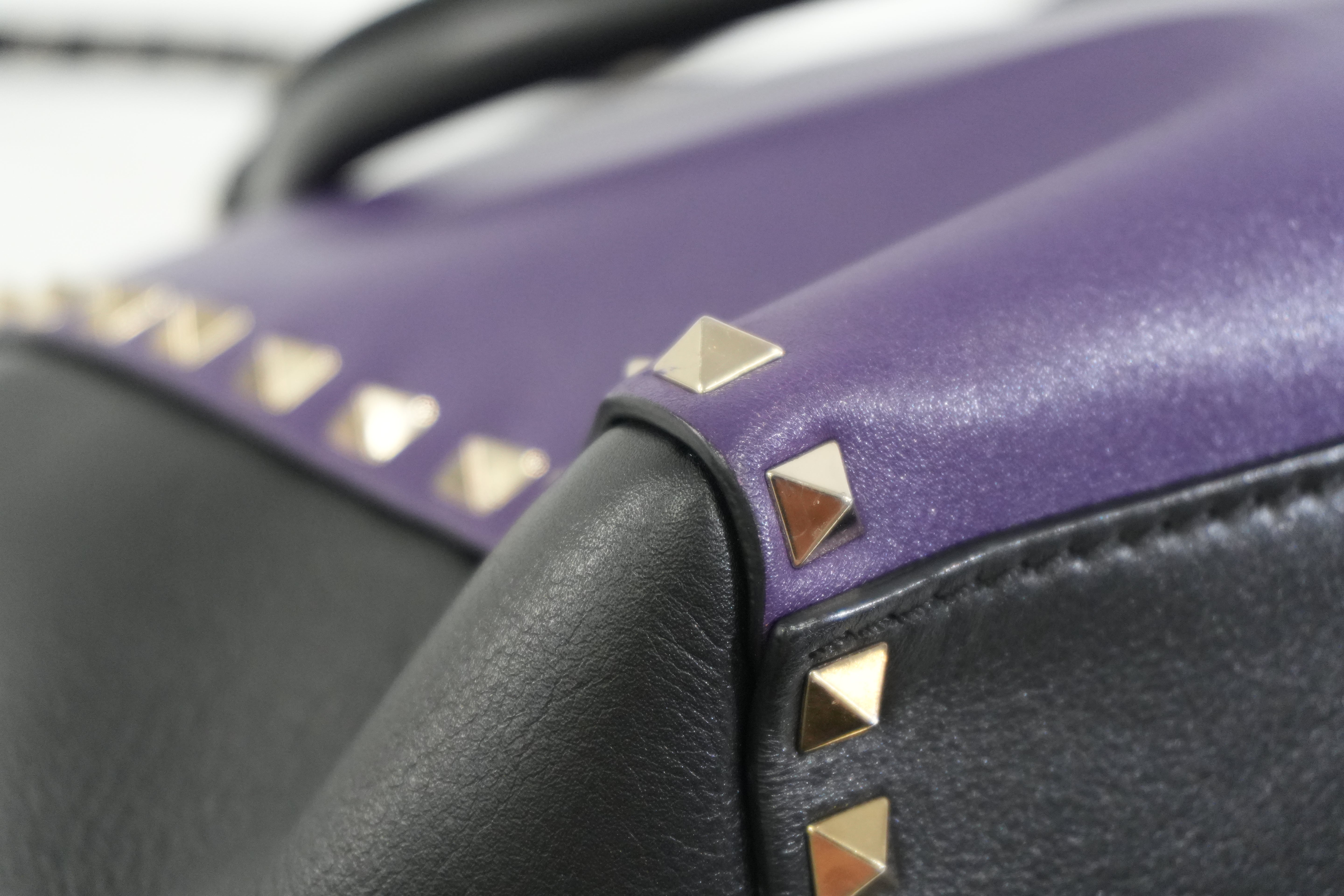 Pre-owned Valentino Two Way Studded Shoulder Bag Purple
