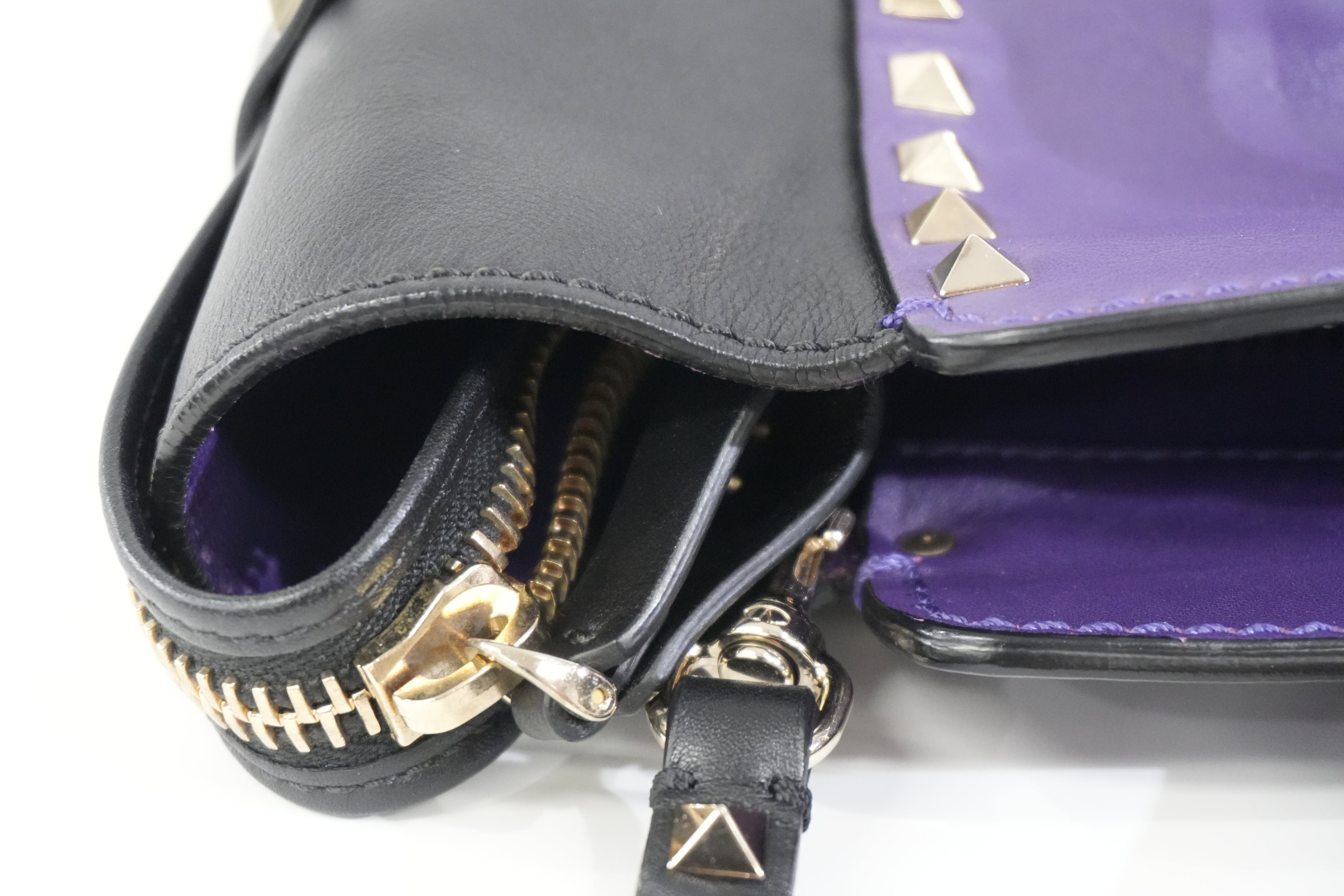 Pre-owned Valentino Two Way Studded Shoulder Bag Purple