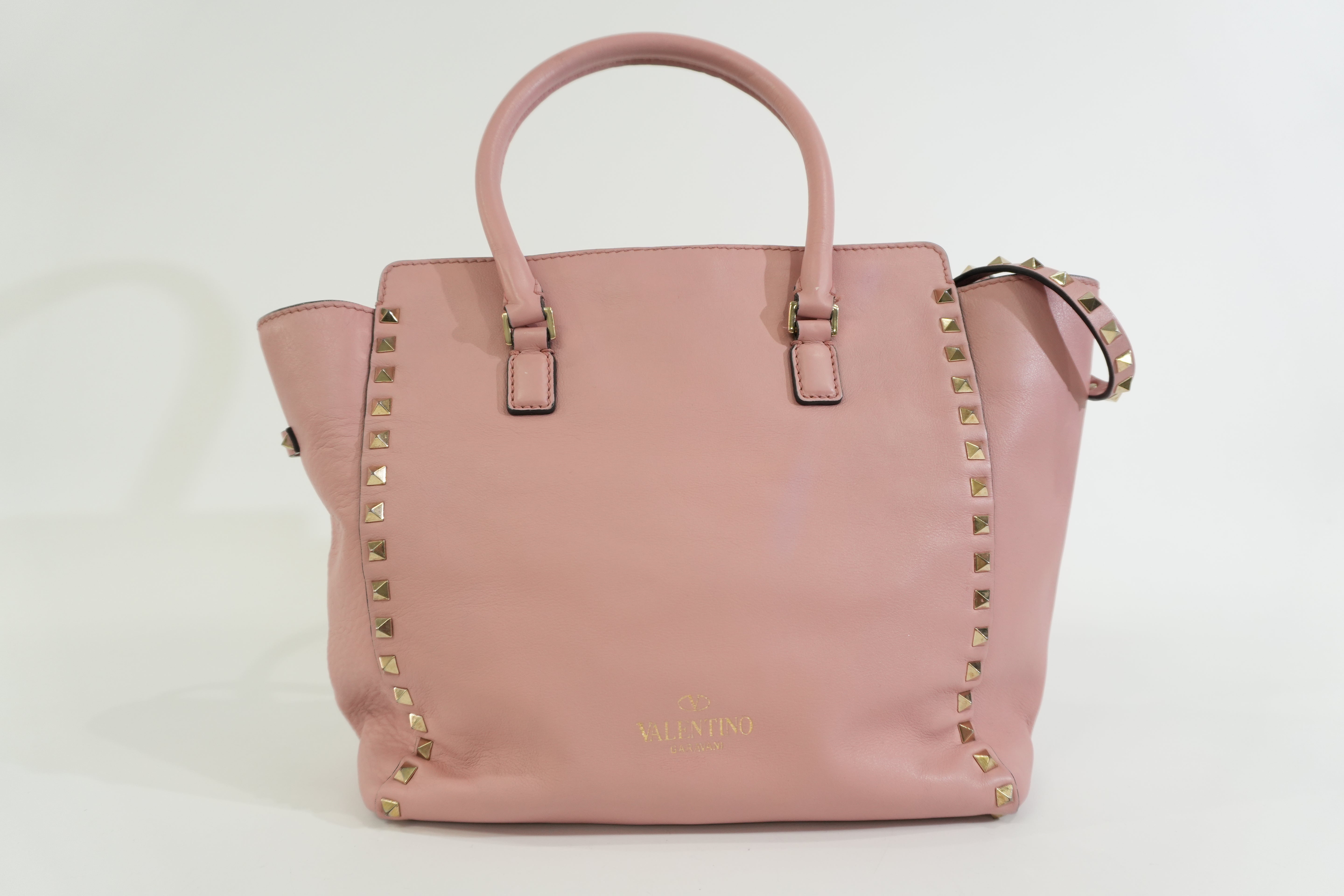 Pre-owned Valentino Two Way Studded Shoulder Bag Pink