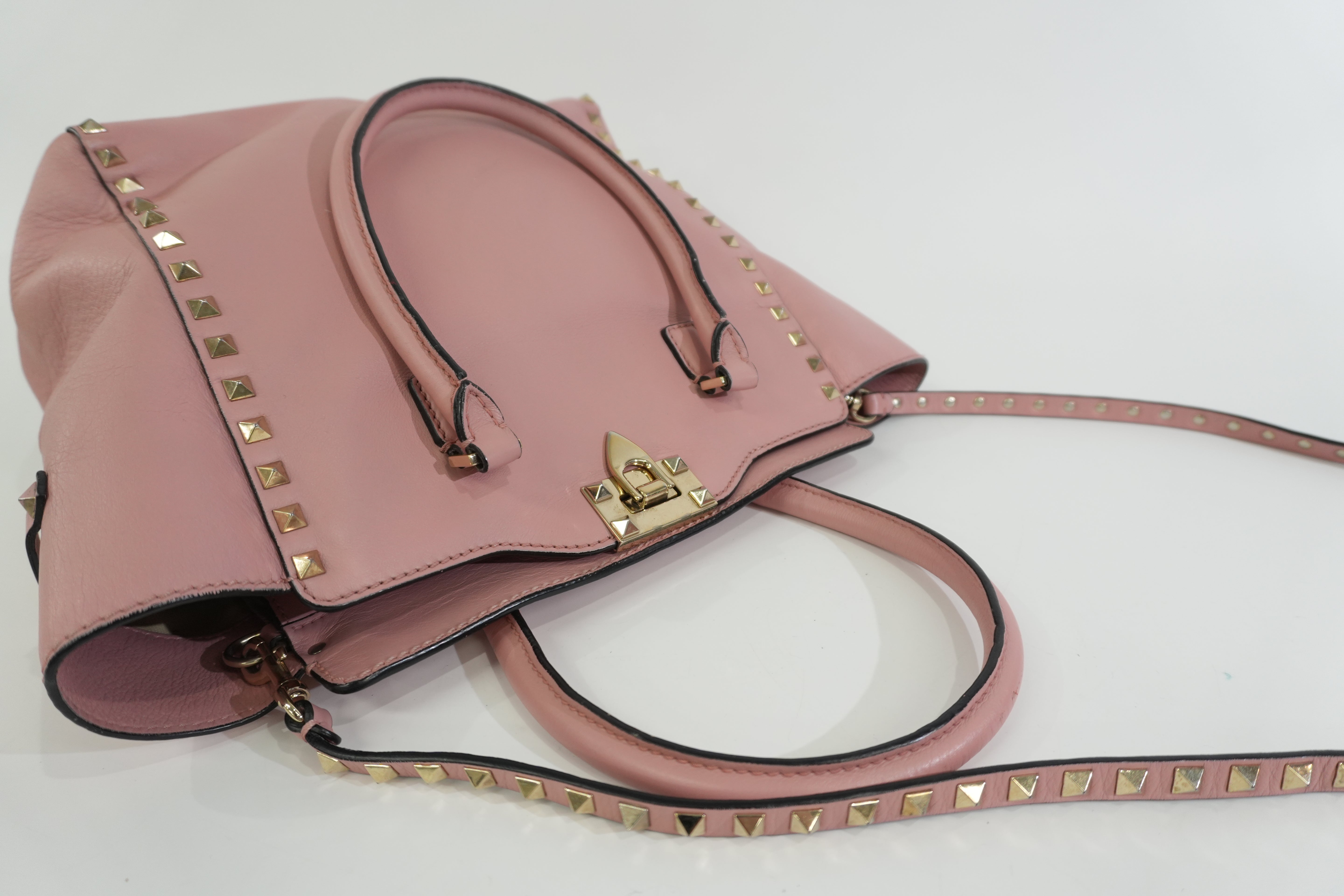Pre-owned Valentino Two Way Studded Shoulder Bag Pink