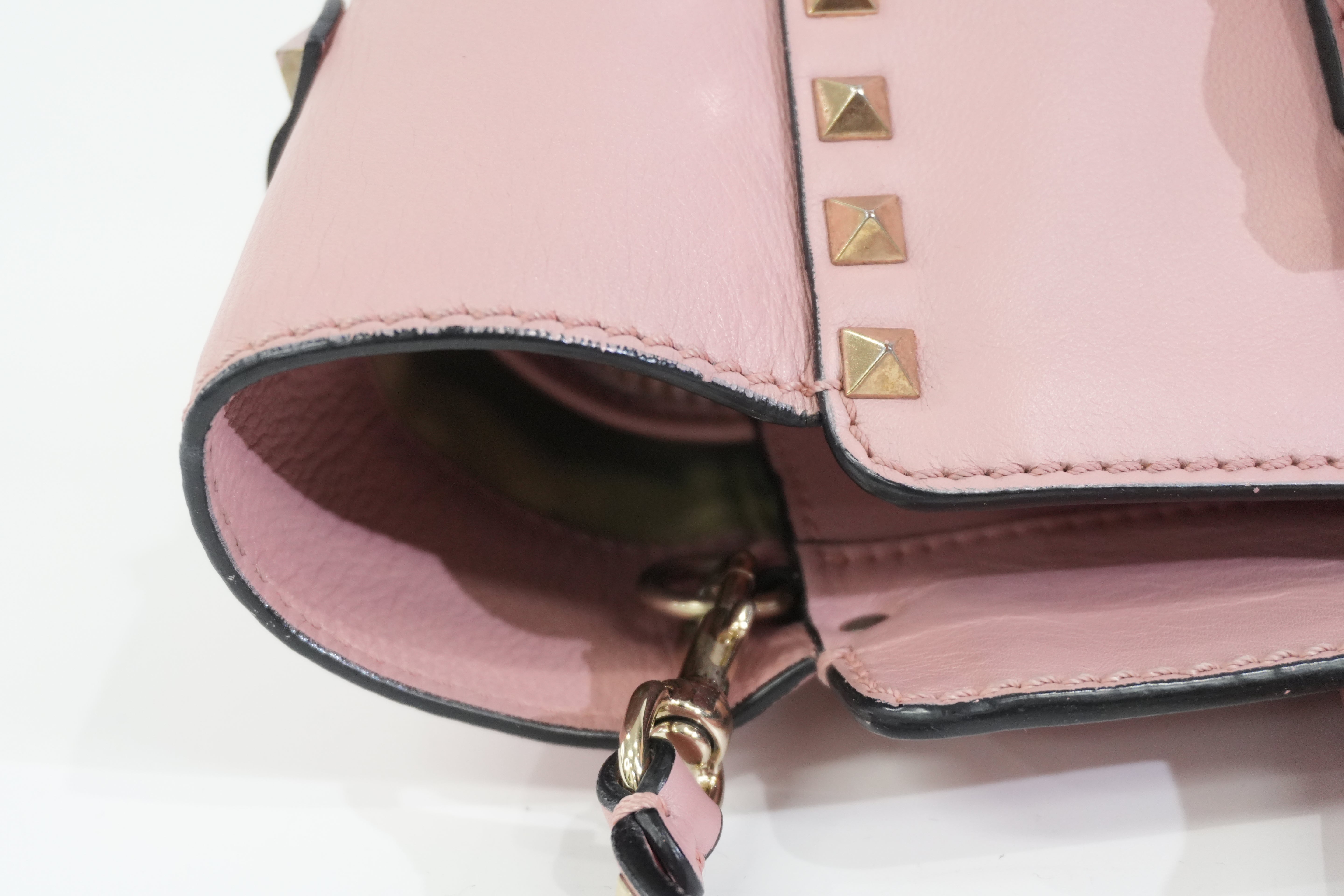 Pre-owned Valentino Two Way Studded Shoulder Bag Pink