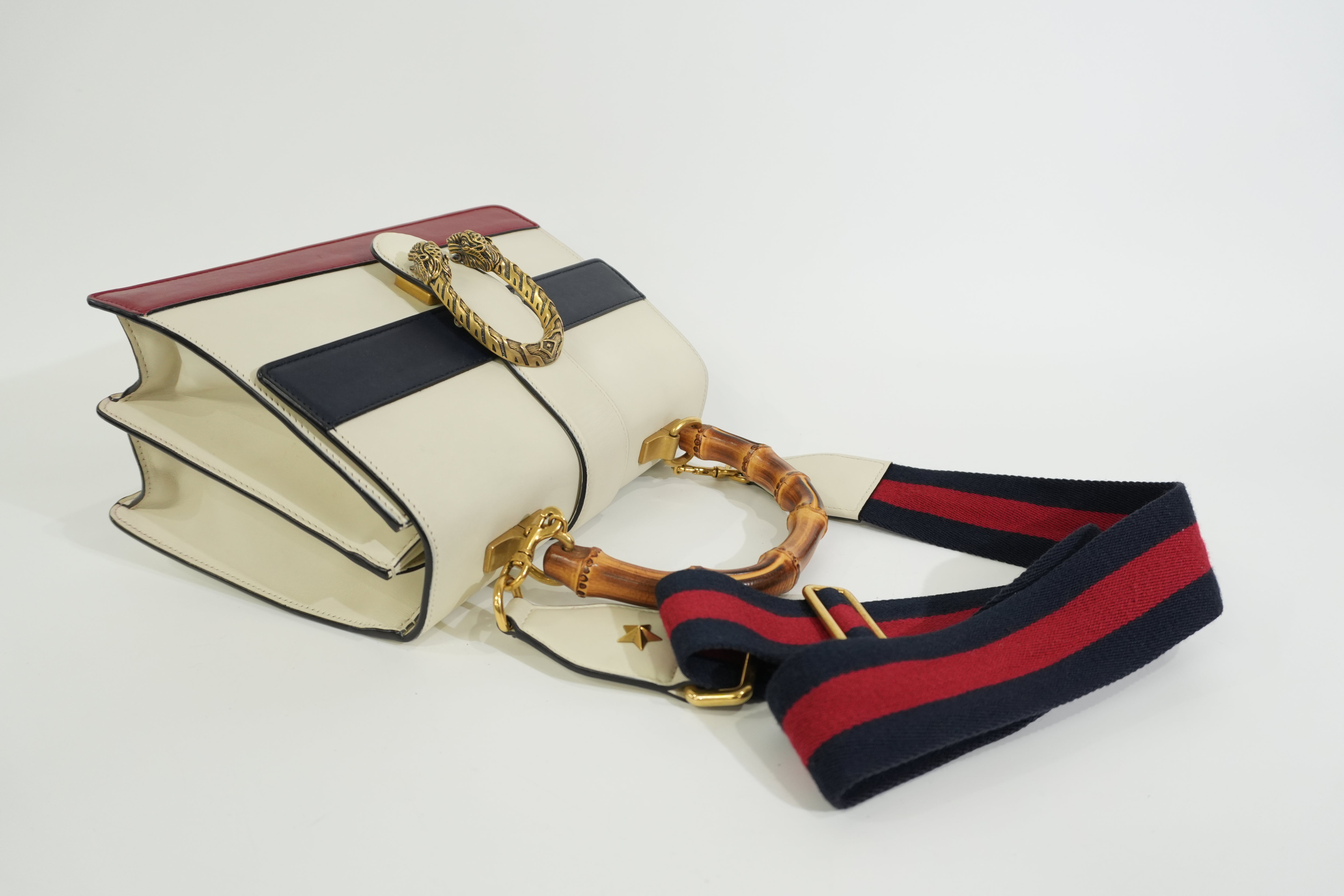 Pre-owned Gucci Two Way Dionysus Bamboo Shoulder Bag White