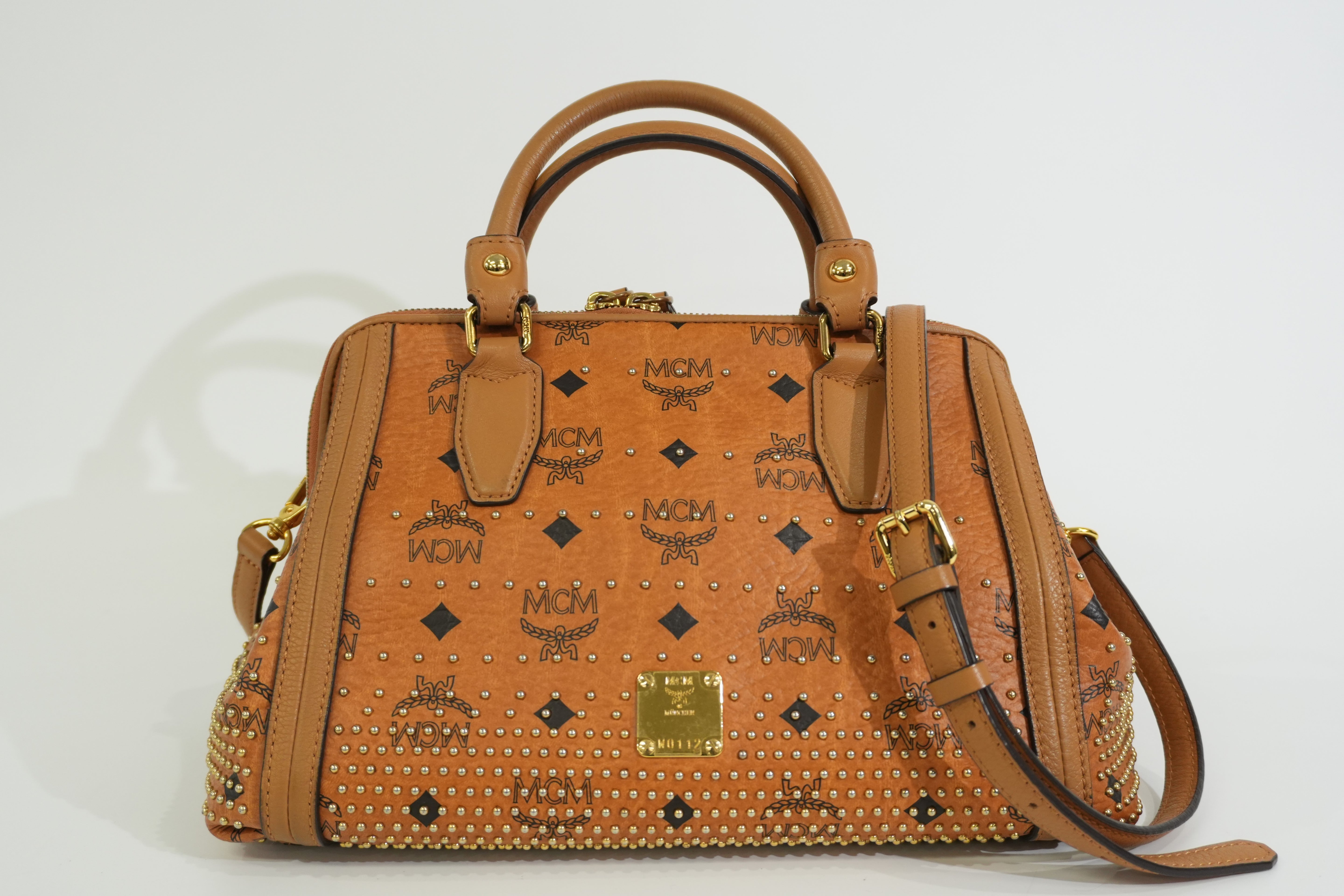 Pre-owned MCM Two Way Boston Bag Cognac