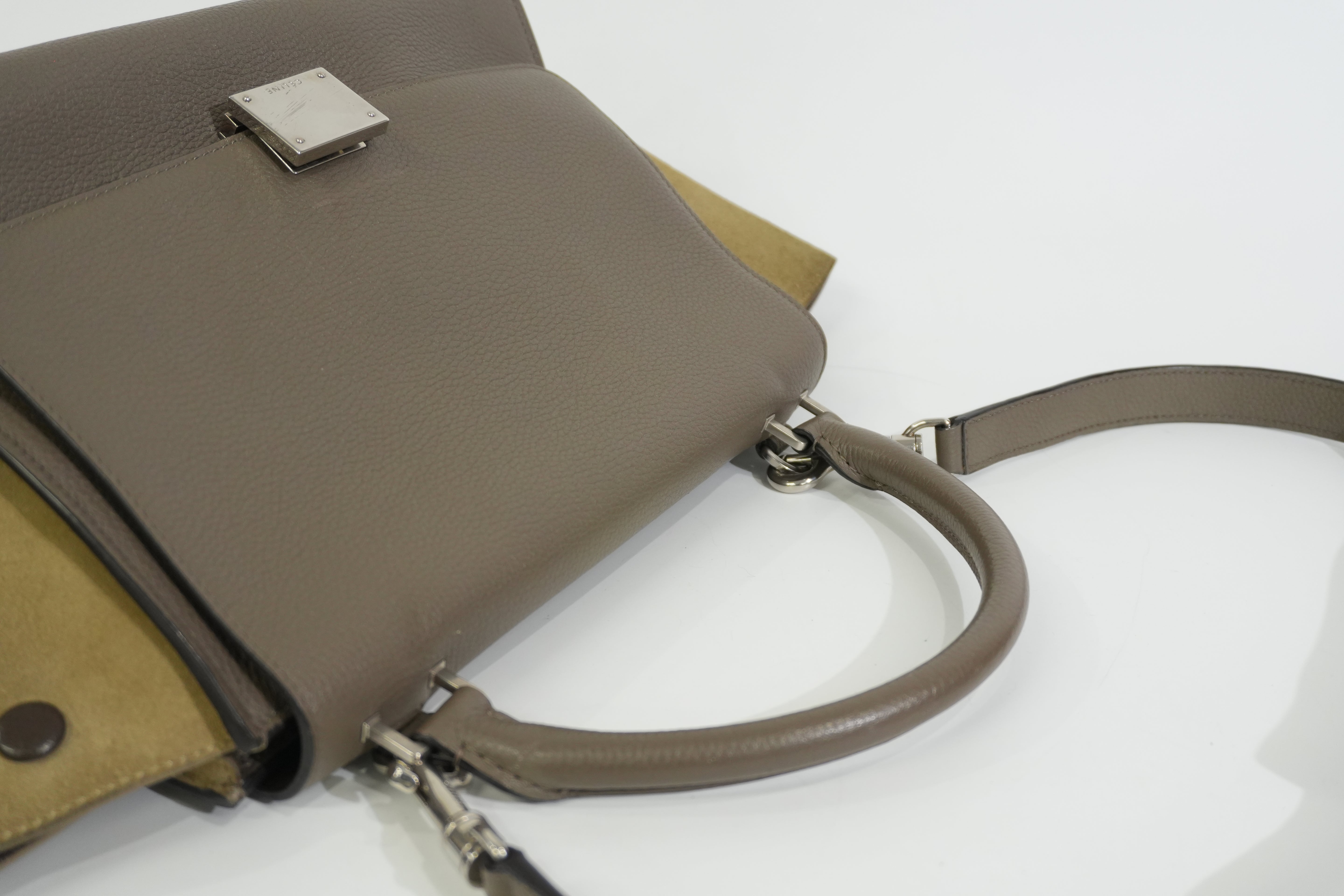 Pre-owned Celine Trapeze Two Way Shoulder Bag Taupe Gray