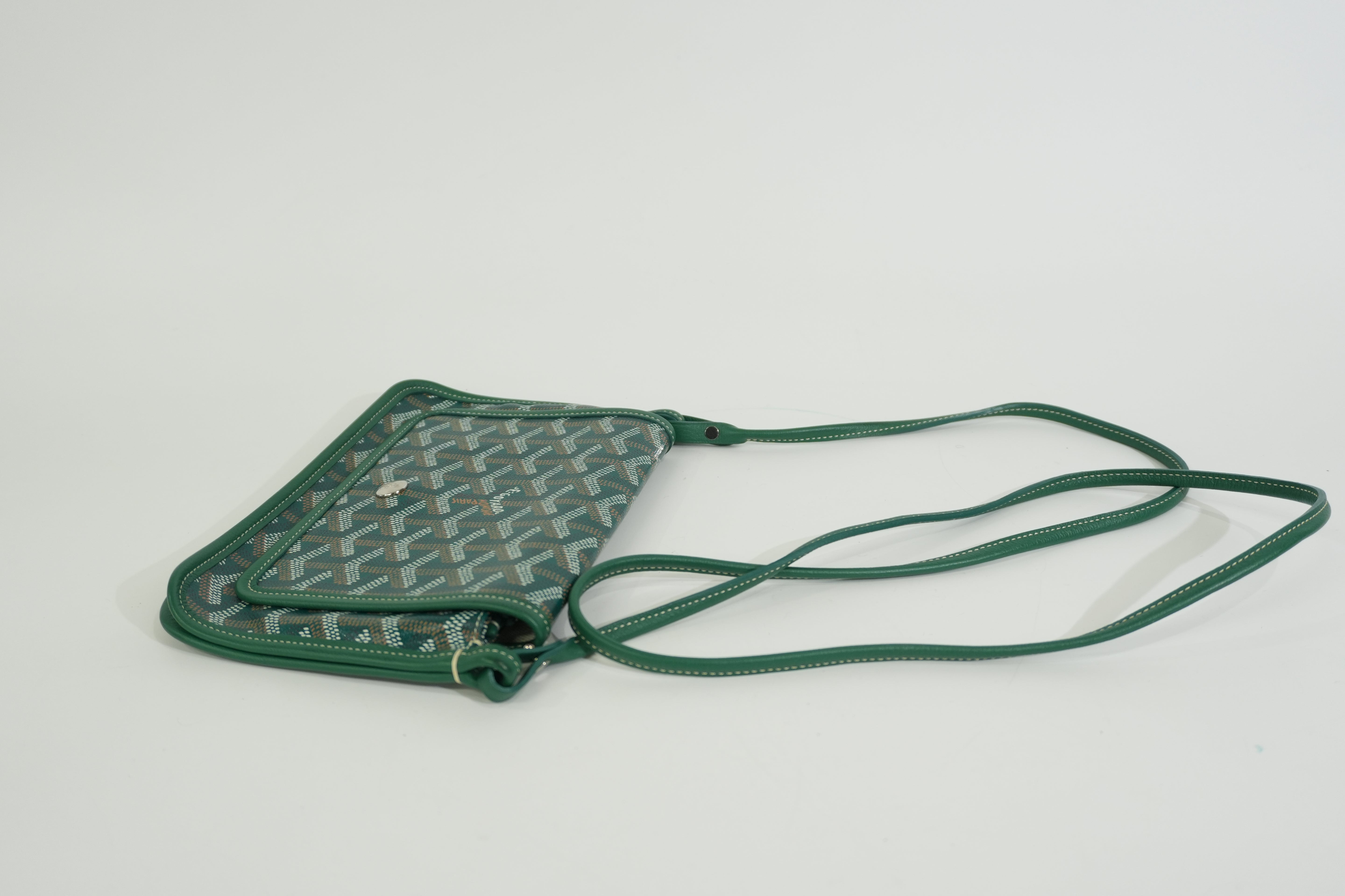 Pre-owned Goyard Plumet Pocket Wallet Shoulder Bag Green