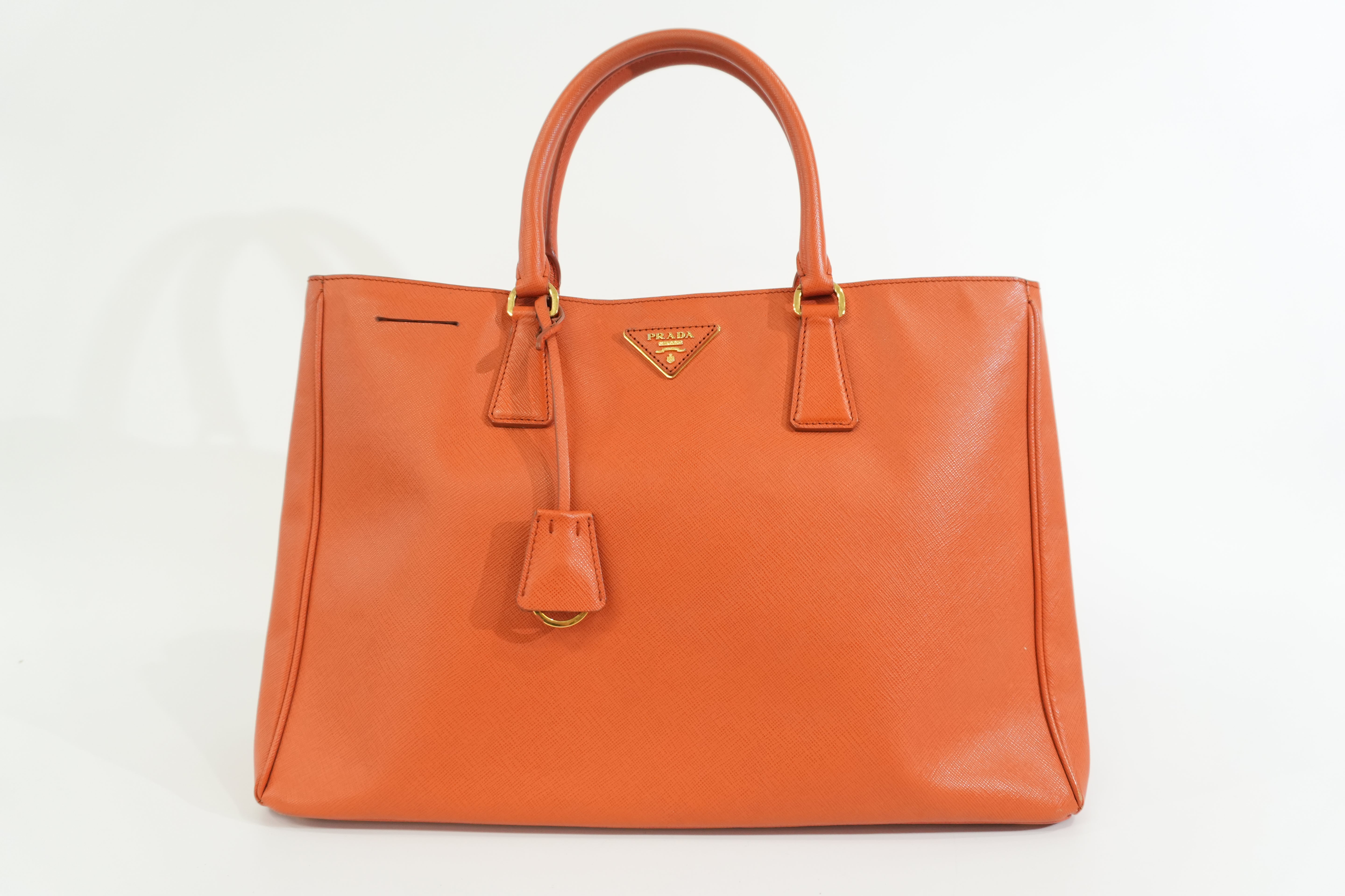 Pre-owned Prada Galleria Saffiano Tote Bag Orange