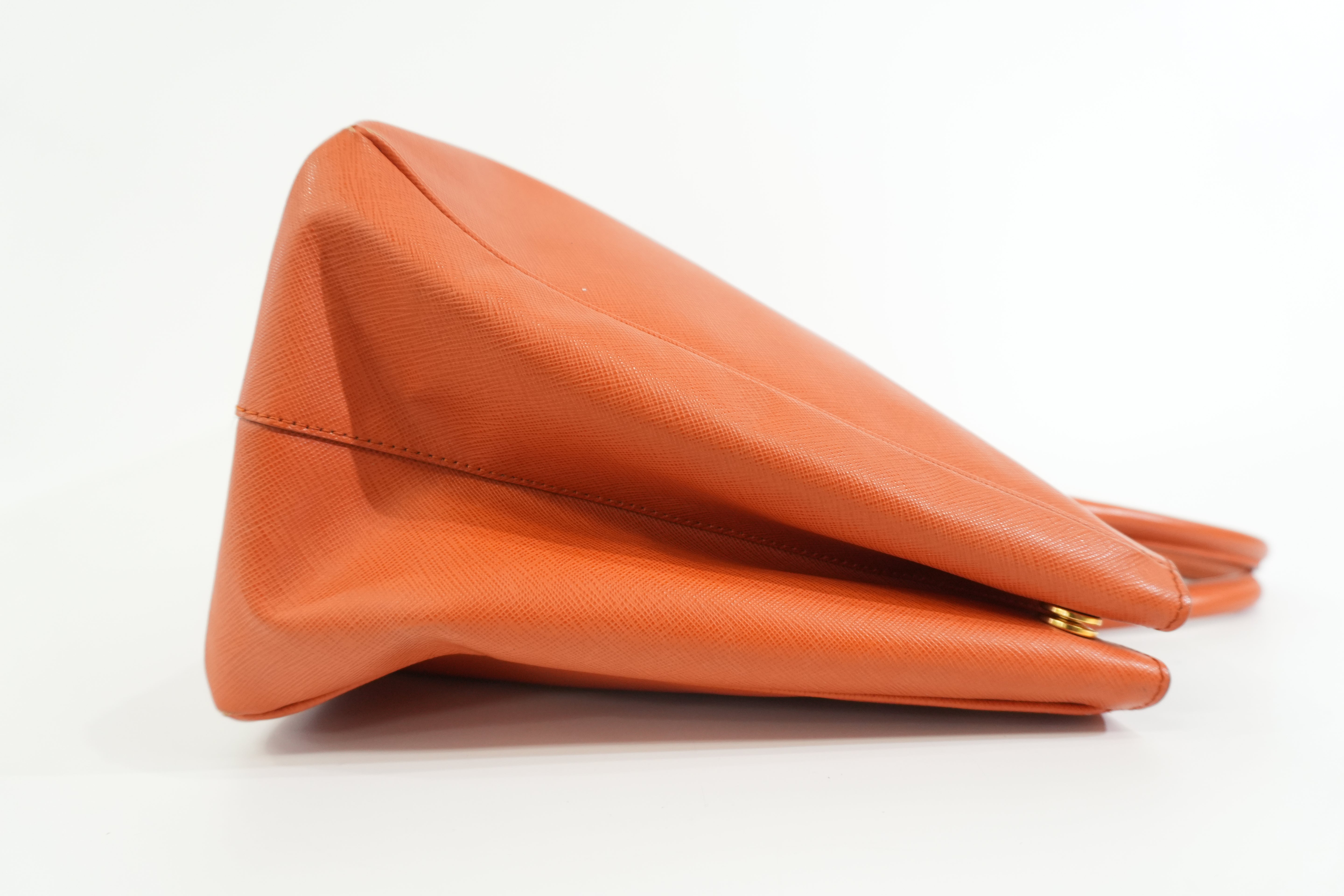 Pre-owned Prada Galleria Saffiano Tote Bag Orange