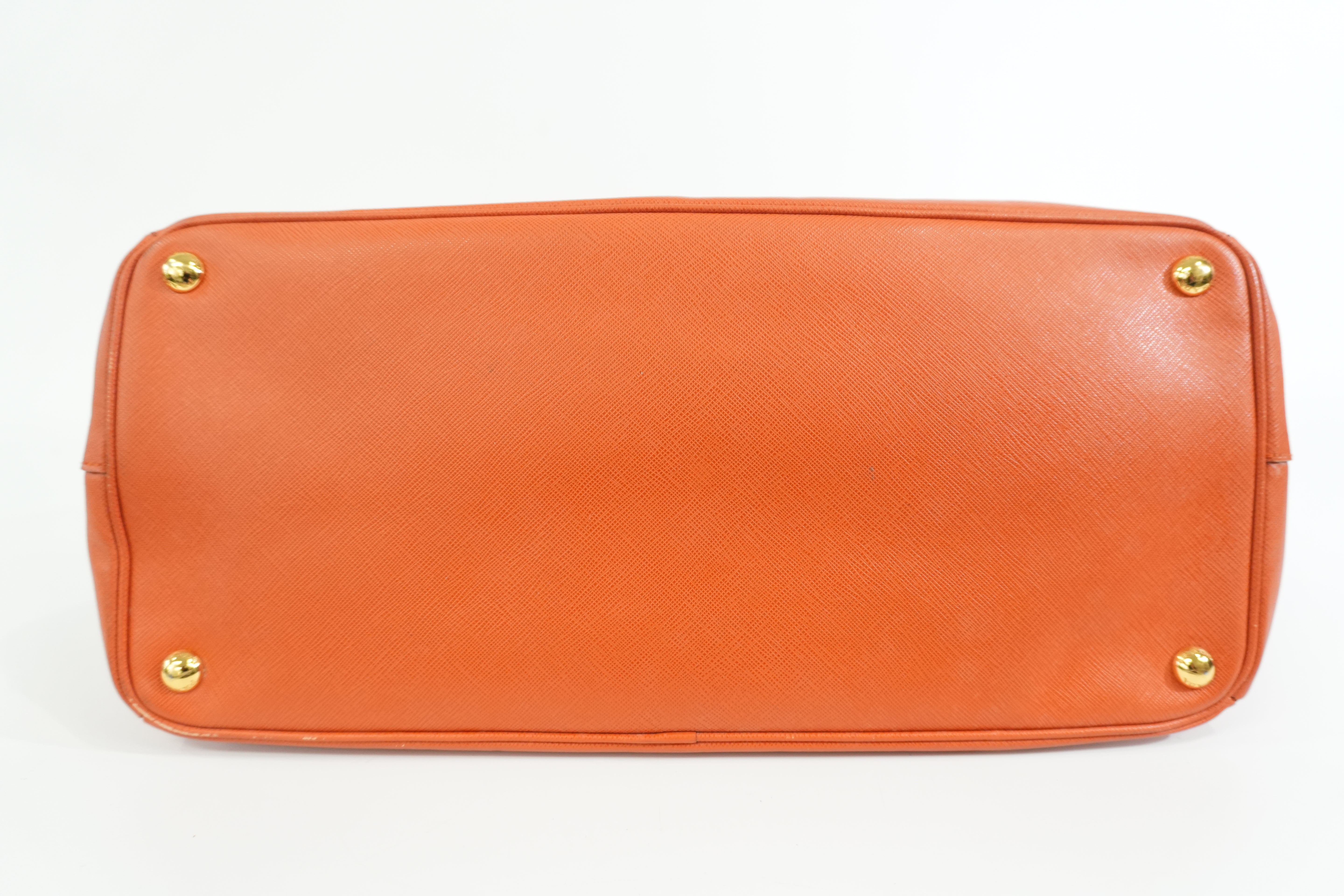 Pre-owned Prada Galleria Saffiano Tote Bag Orange