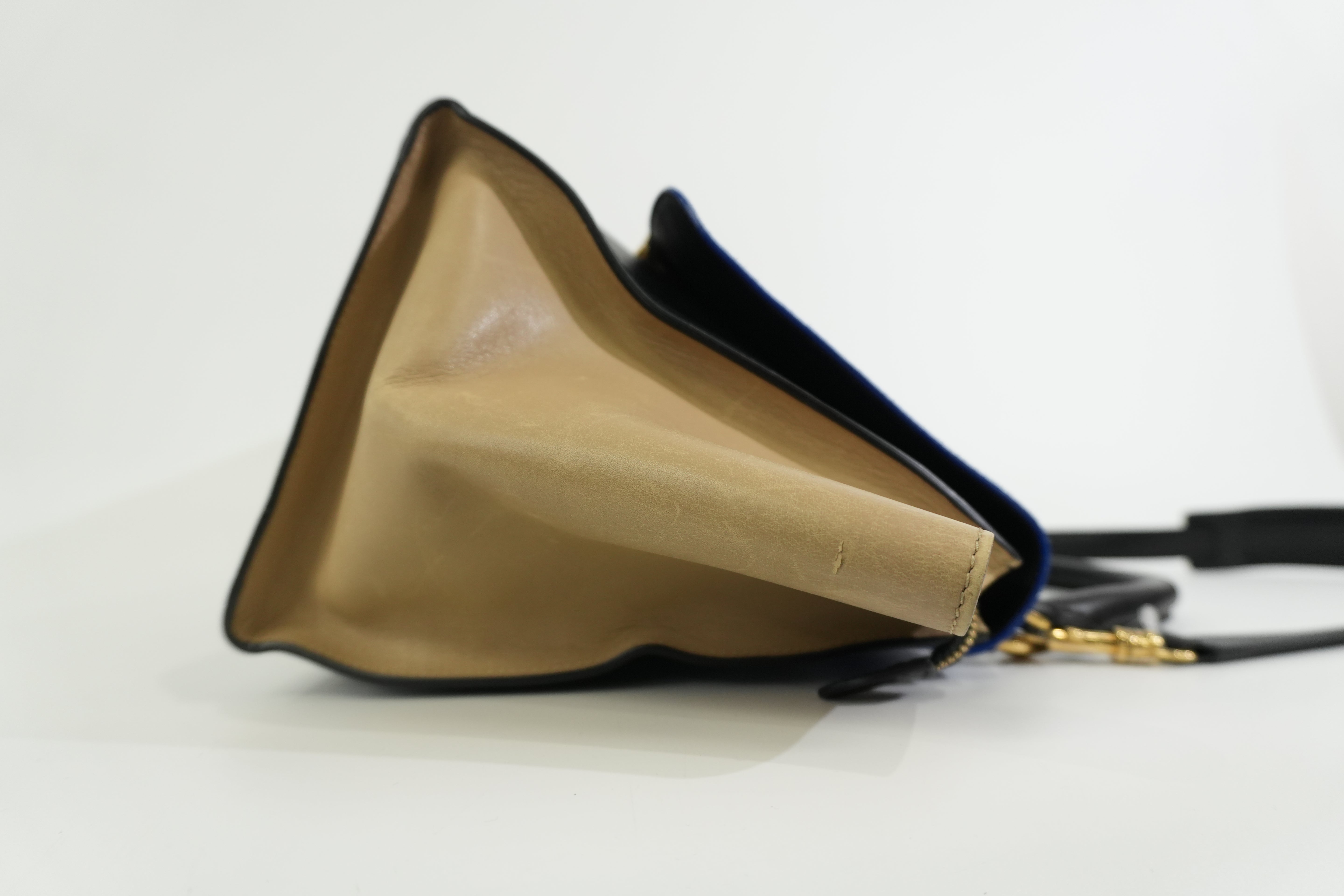 Pre-owned Celine Trapeze Two Way Shoulder Bag Tricolor Blue