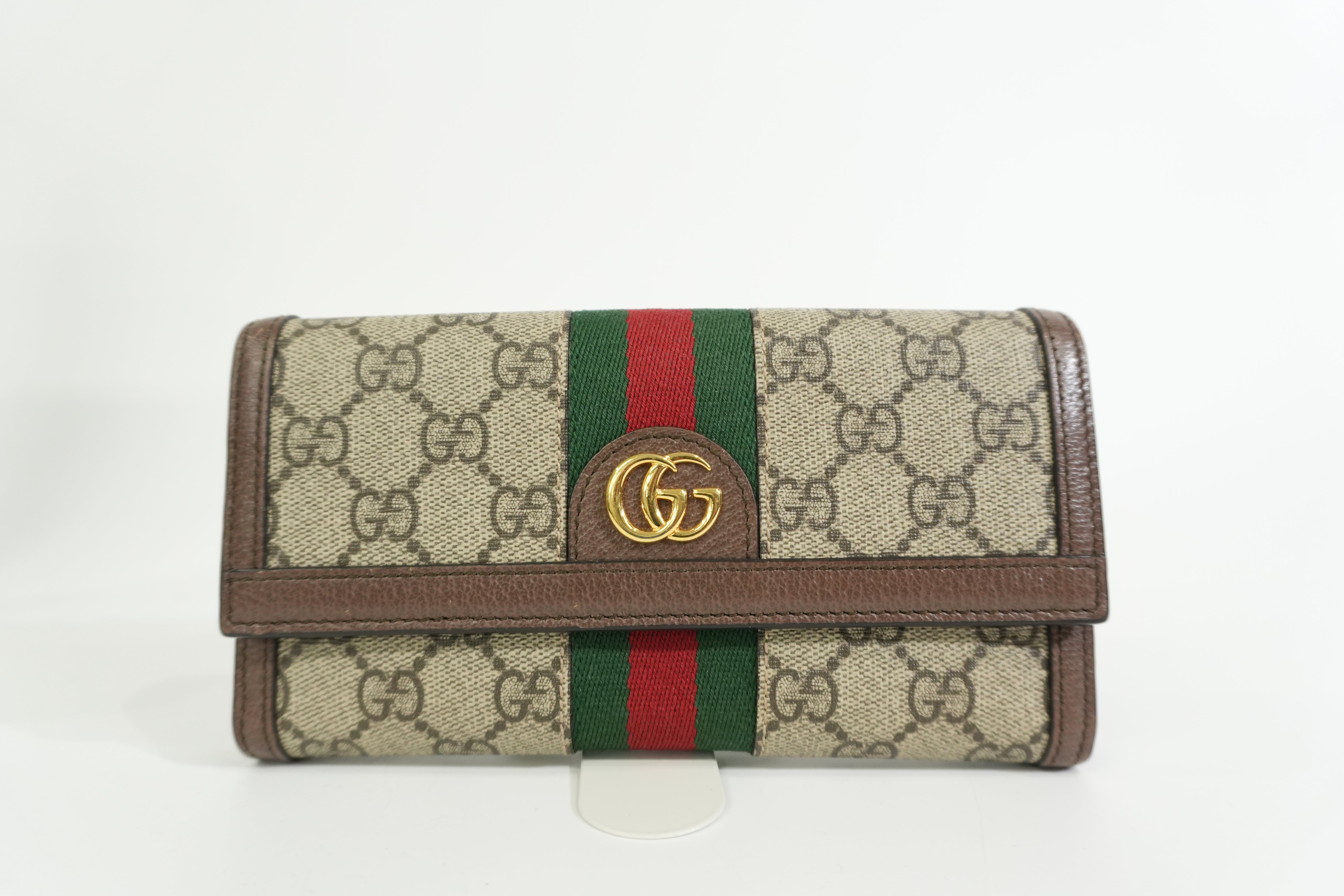 Pre-owned Gucci Ophidia Long Wallet Brown