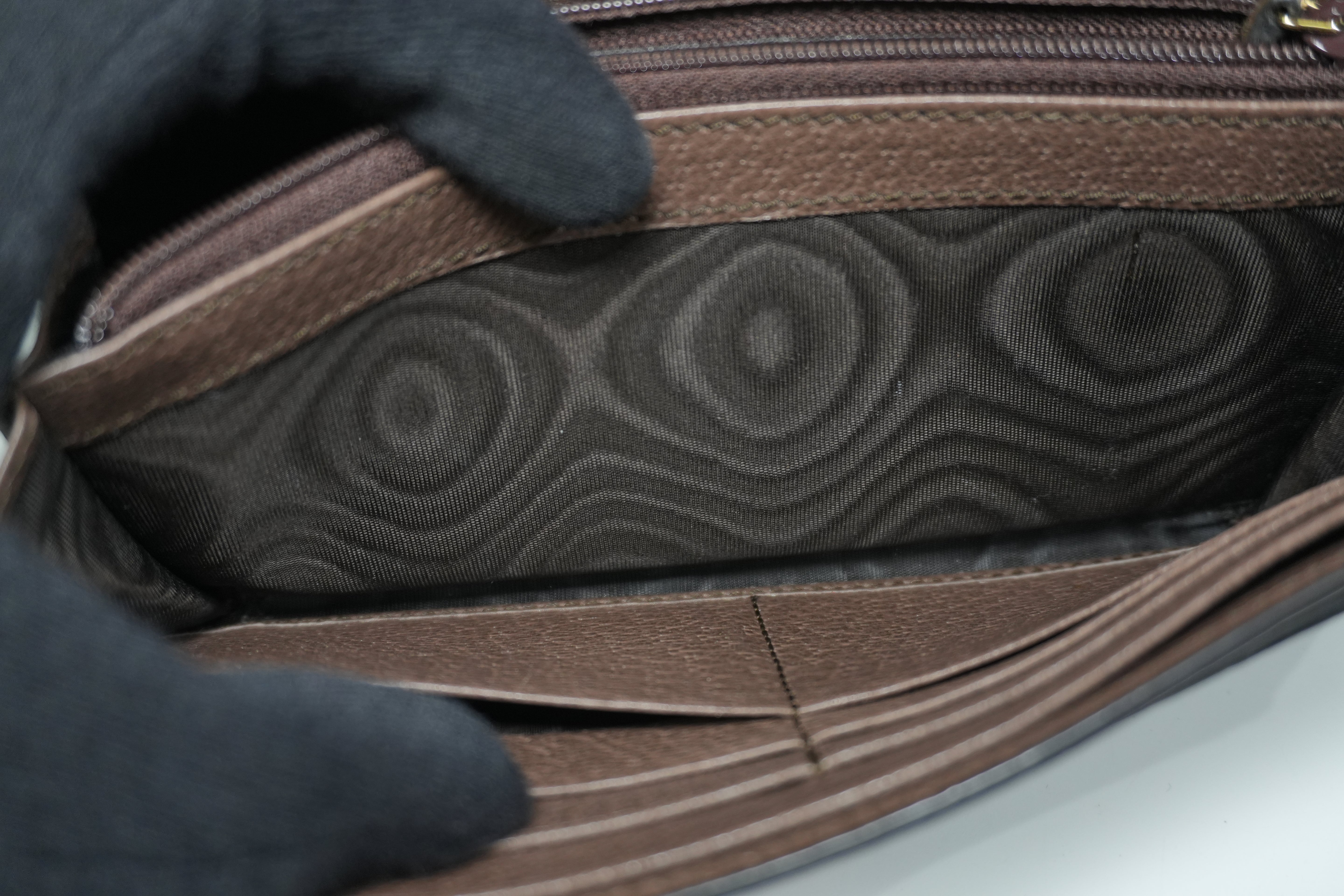 Pre-owned Gucci Ophidia Long Wallet Brown