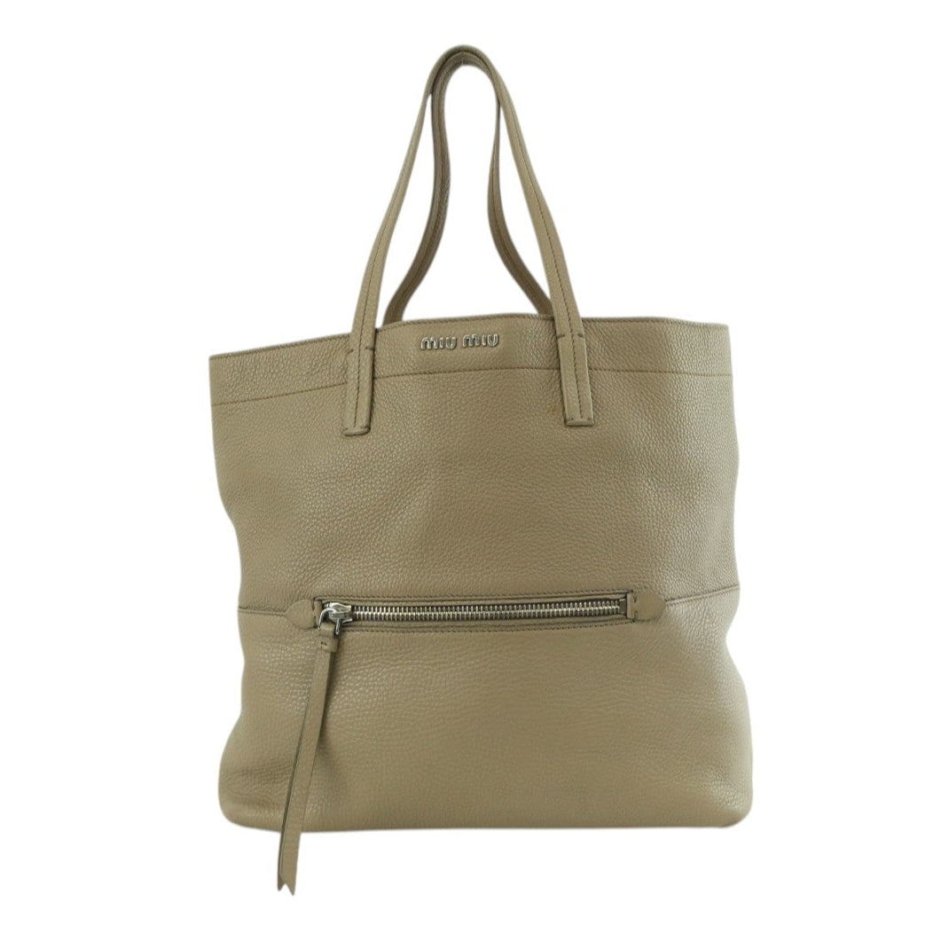 Miumiu Tote Bag Leather Beige Used