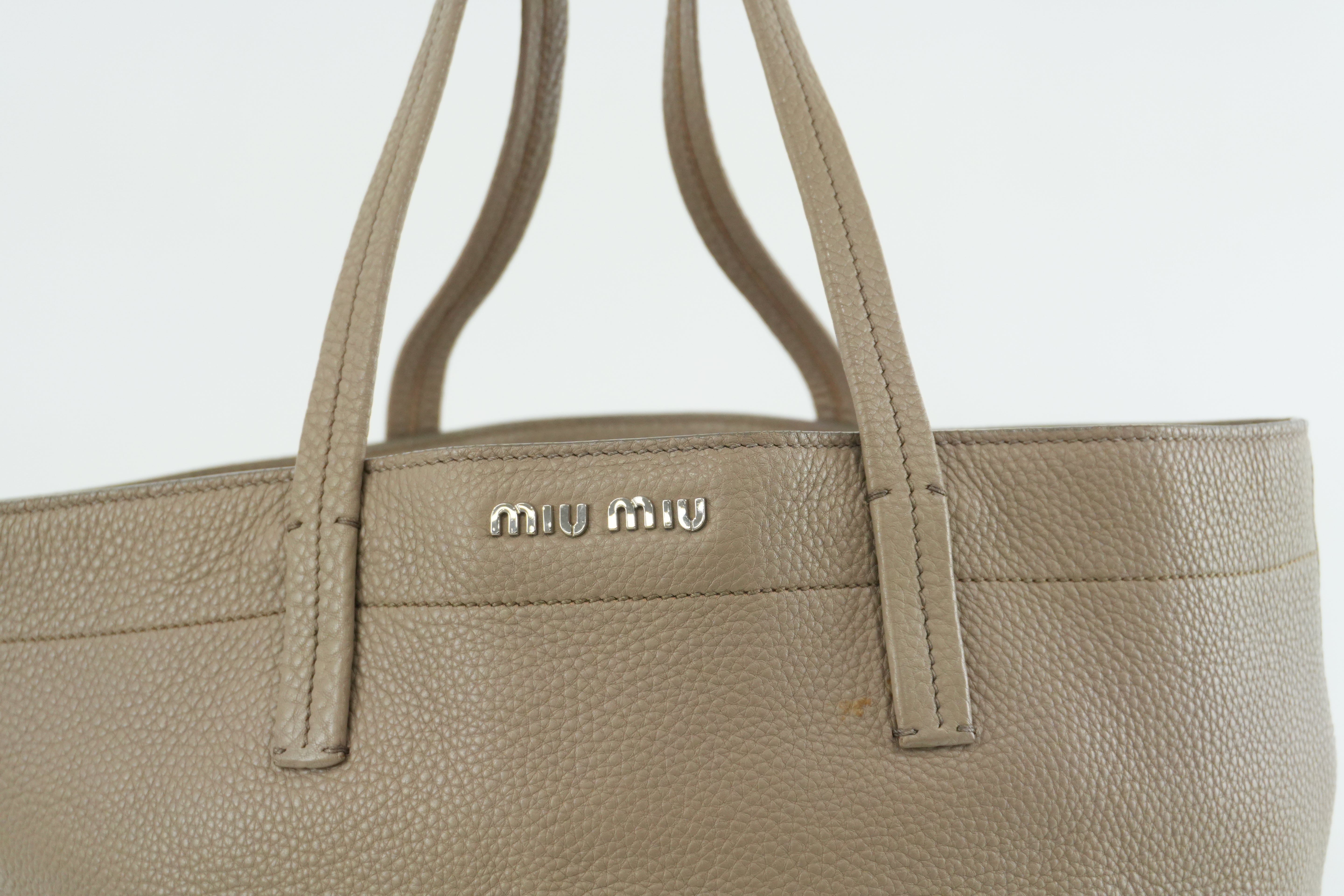 Miumiu Tote Bag Leather Beige Used