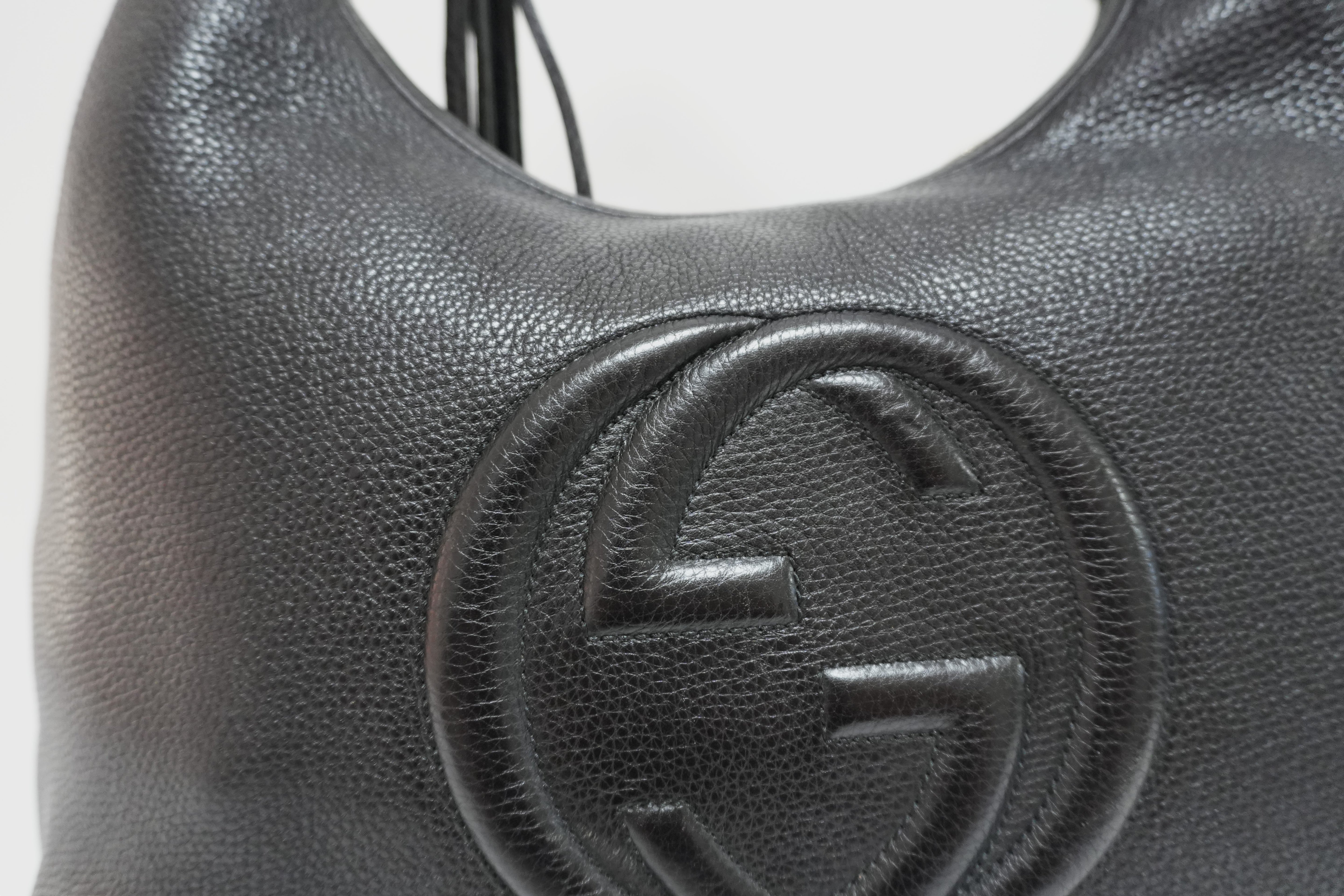 Gucci Soho Shoulder Bag Black Leather Used