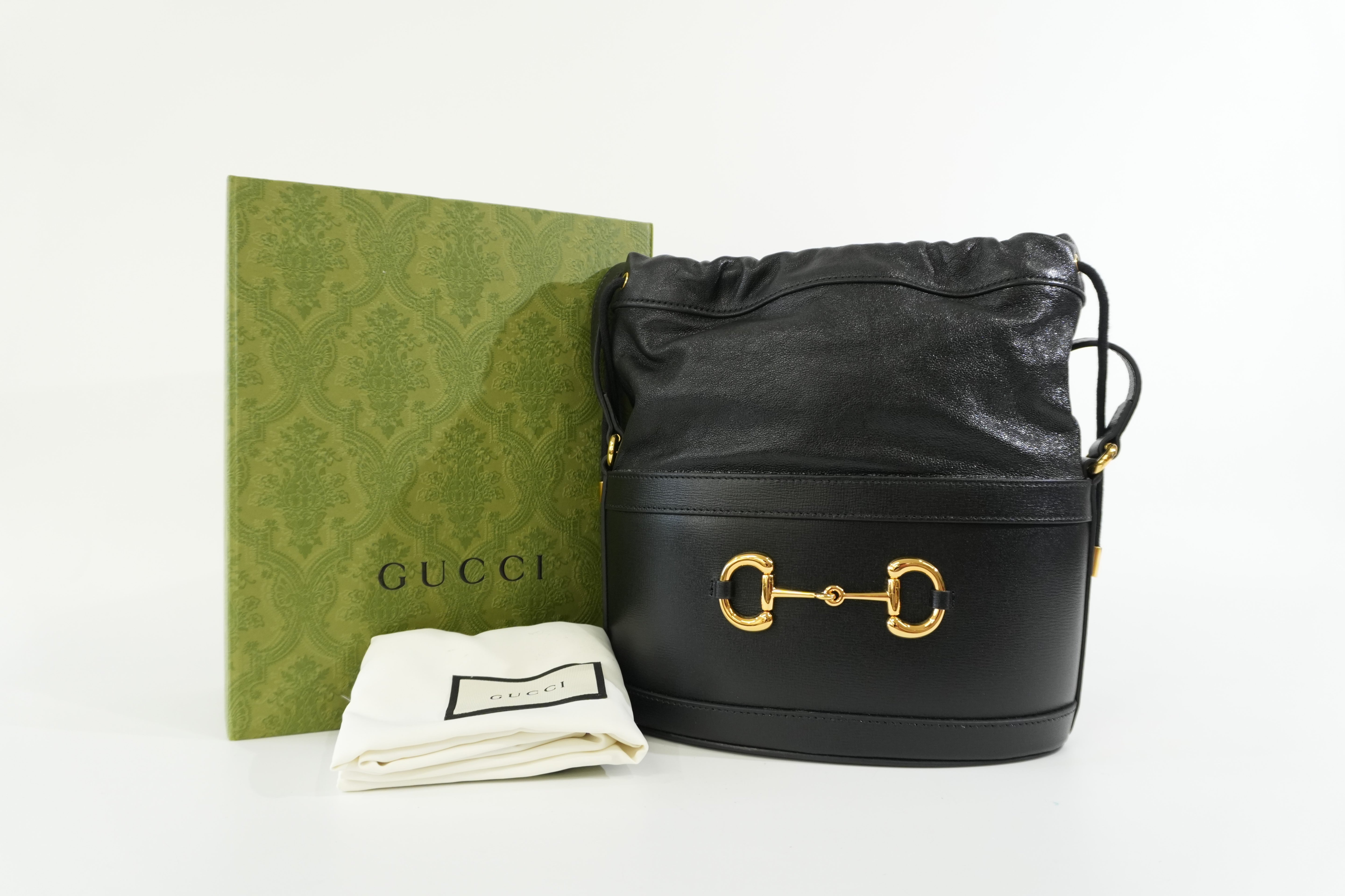 Pre-owned Gucci 1955 Horsebit Bucket Shoulder Bag Black