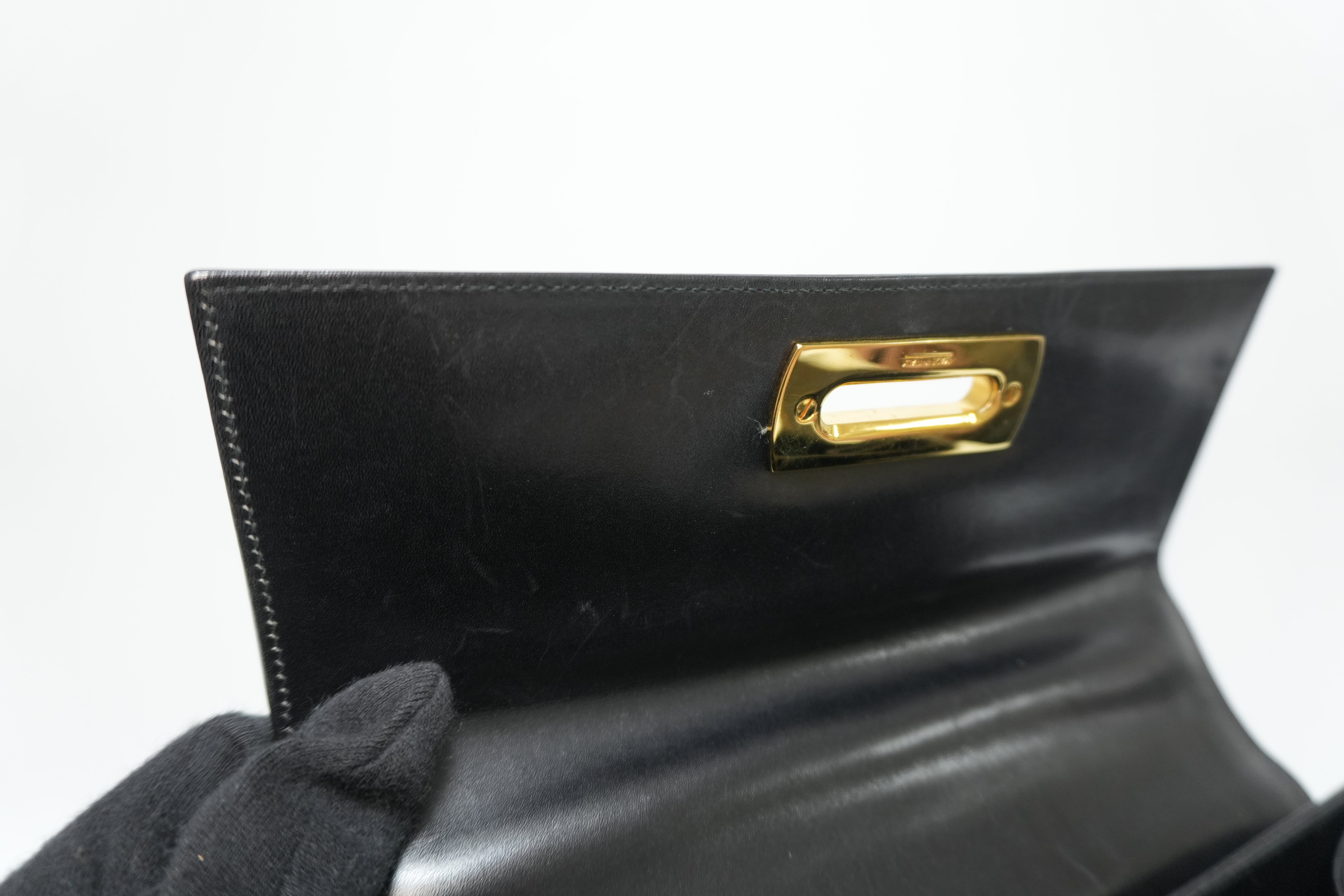 Ferragamo Gancini Handbag Black Leather Used