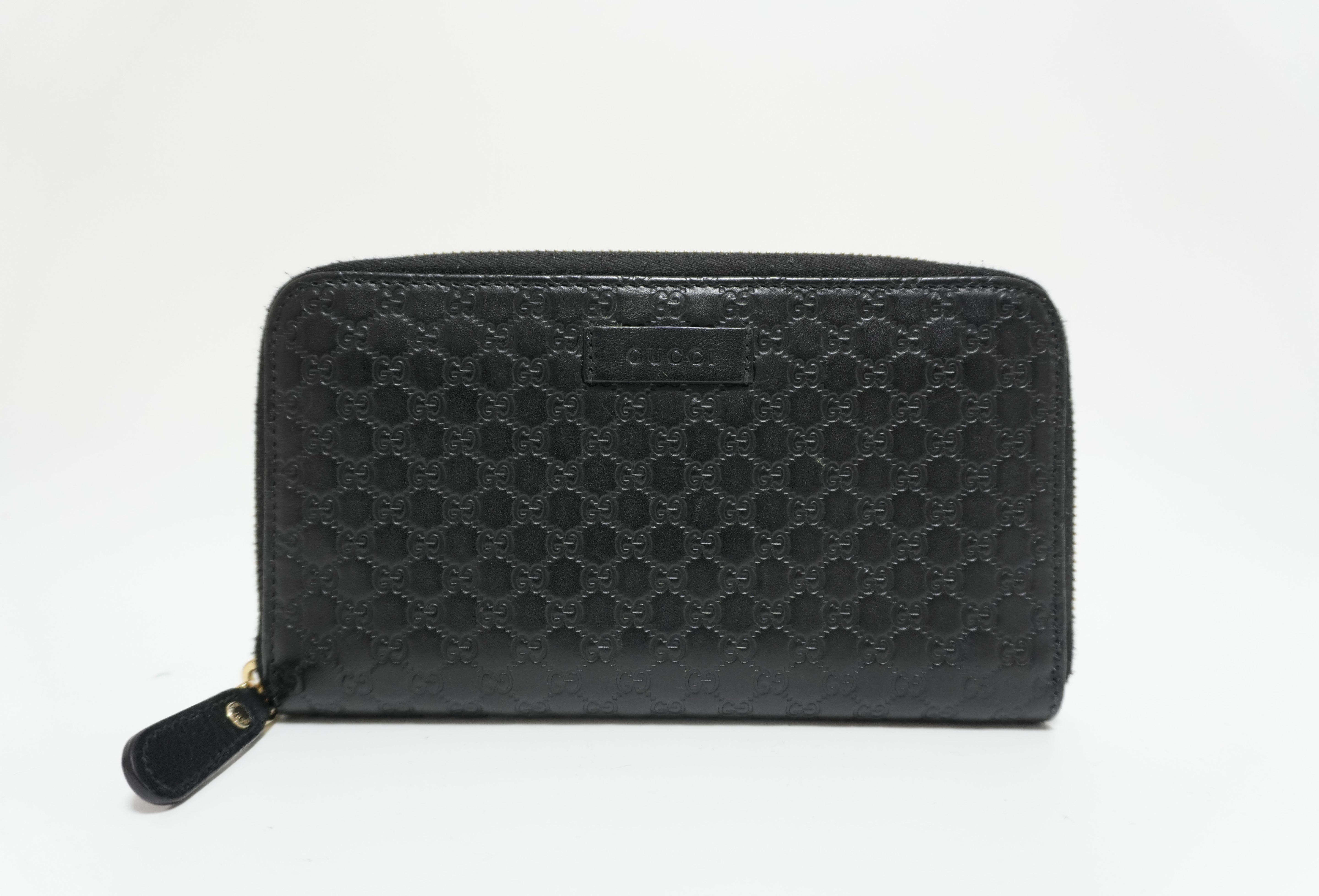 Gucci Micro Guccisima Zippy Wallet Black Leather Used