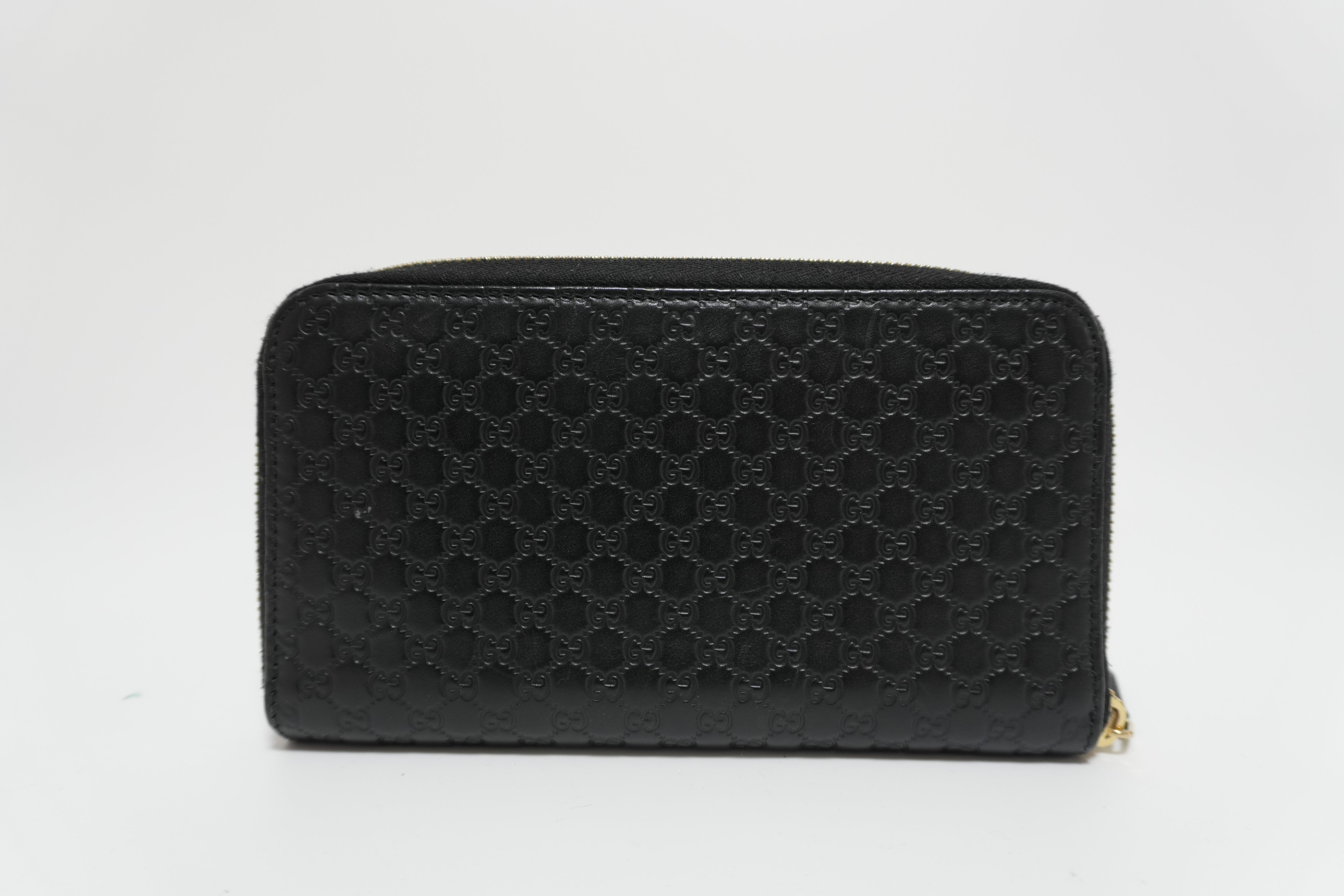 Gucci Micro Guccisima Zippy Wallet Black Leather Used