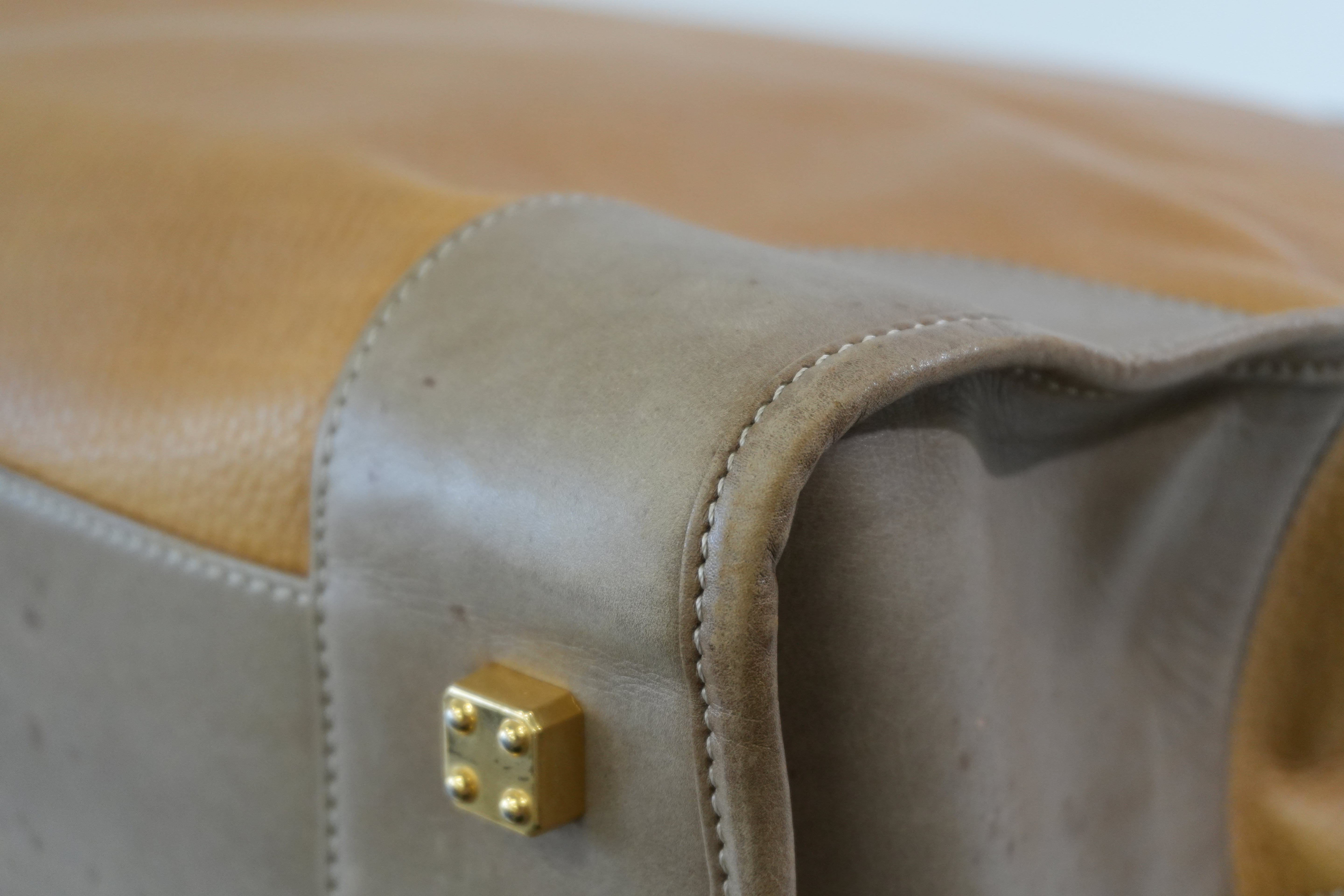 Pre-owned Loewe Amazona 50 Anagram Boston Travel Bag Beige