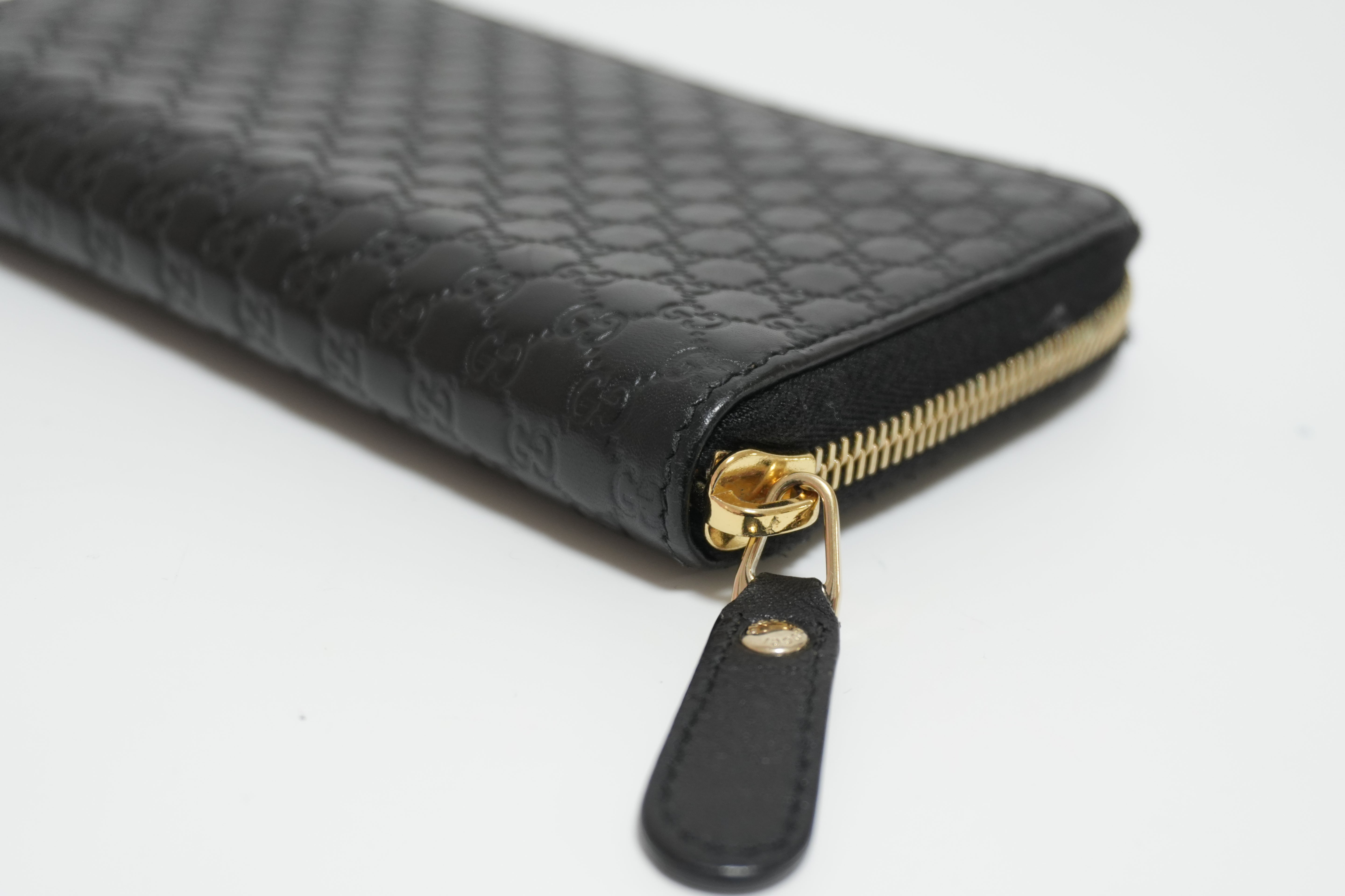 Gucci Micro Guccisima Zippy Wallet Black Leather Used