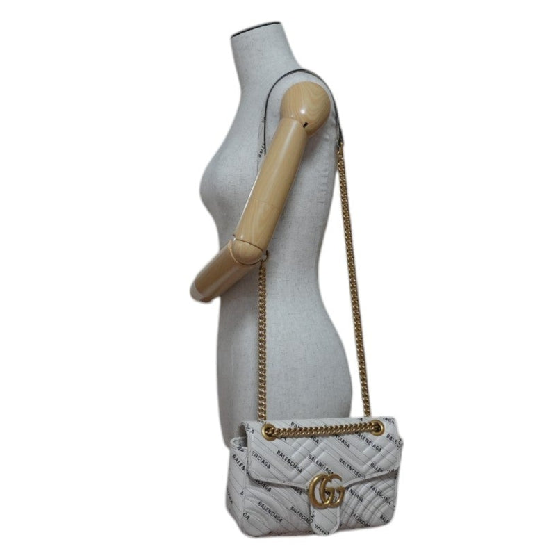 Gucci Balenciaga Marmont Shoulder Flap Bag Ivory Used