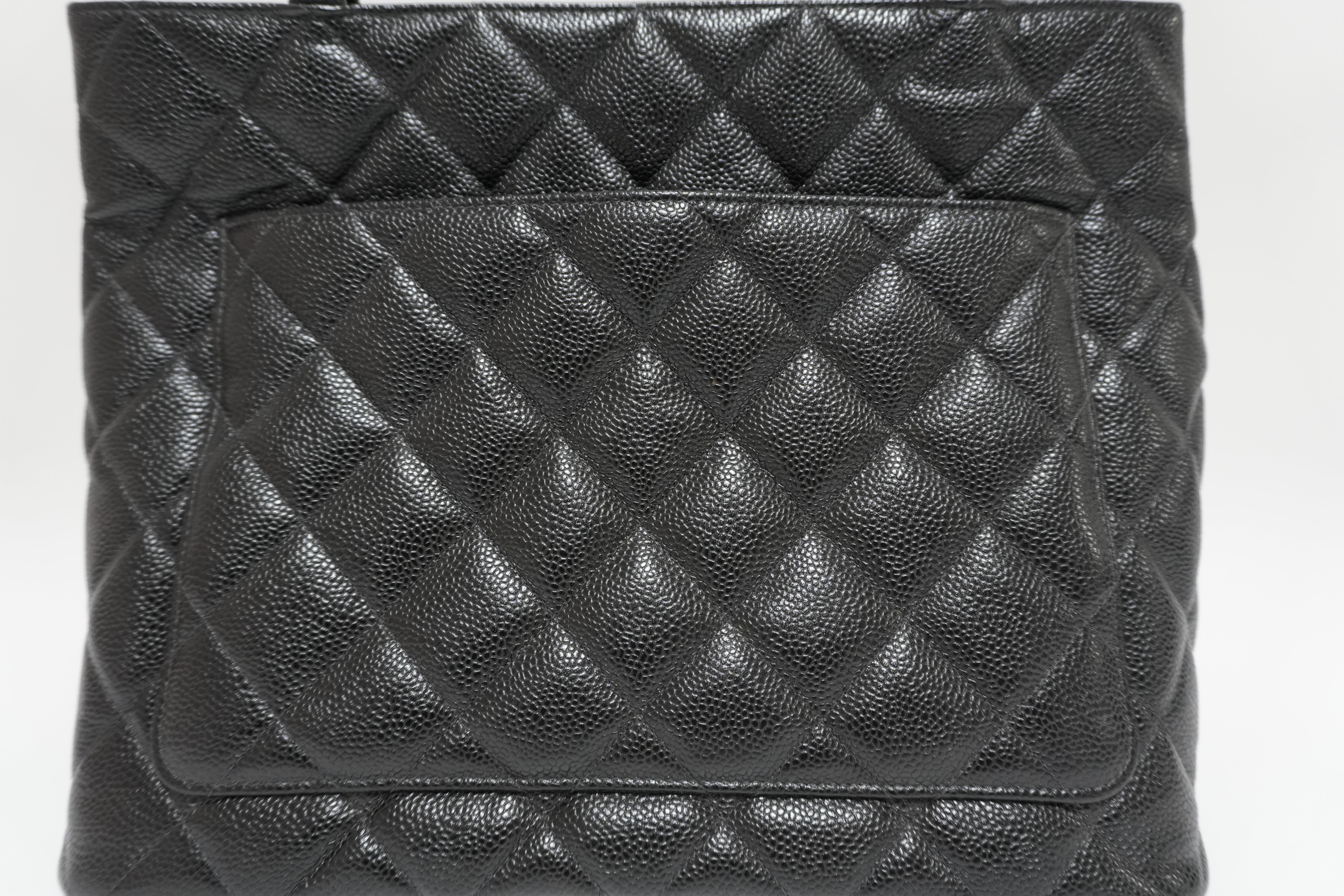 Chanel Medallion Handbag Black Caviar Skin Used