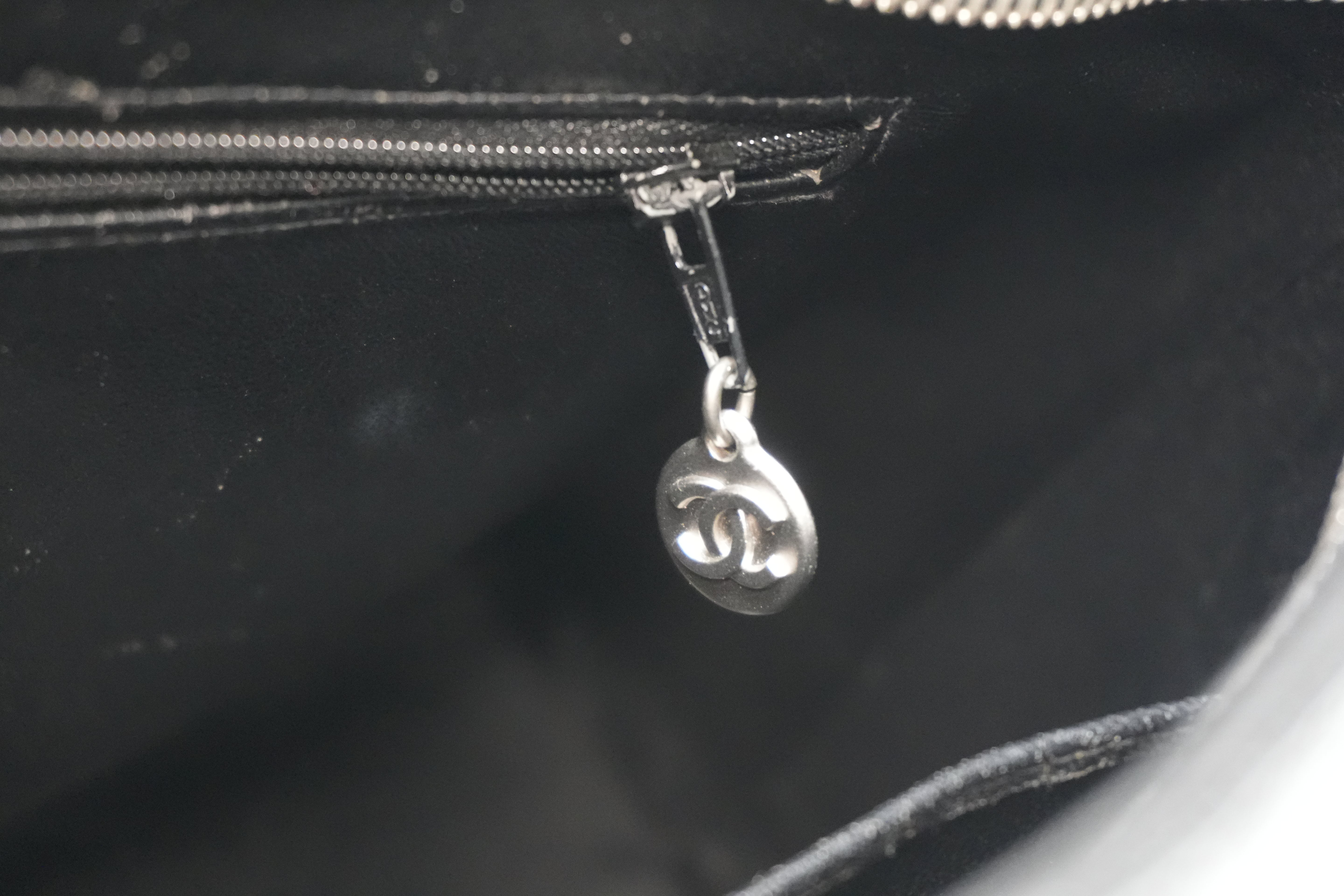 Chanel Medallion Handbag Black Caviar Skin Used