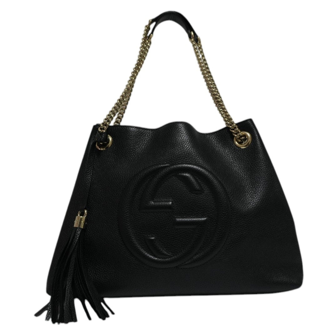 Gucci Soho Chain Shoulder Bag Black Leather Used