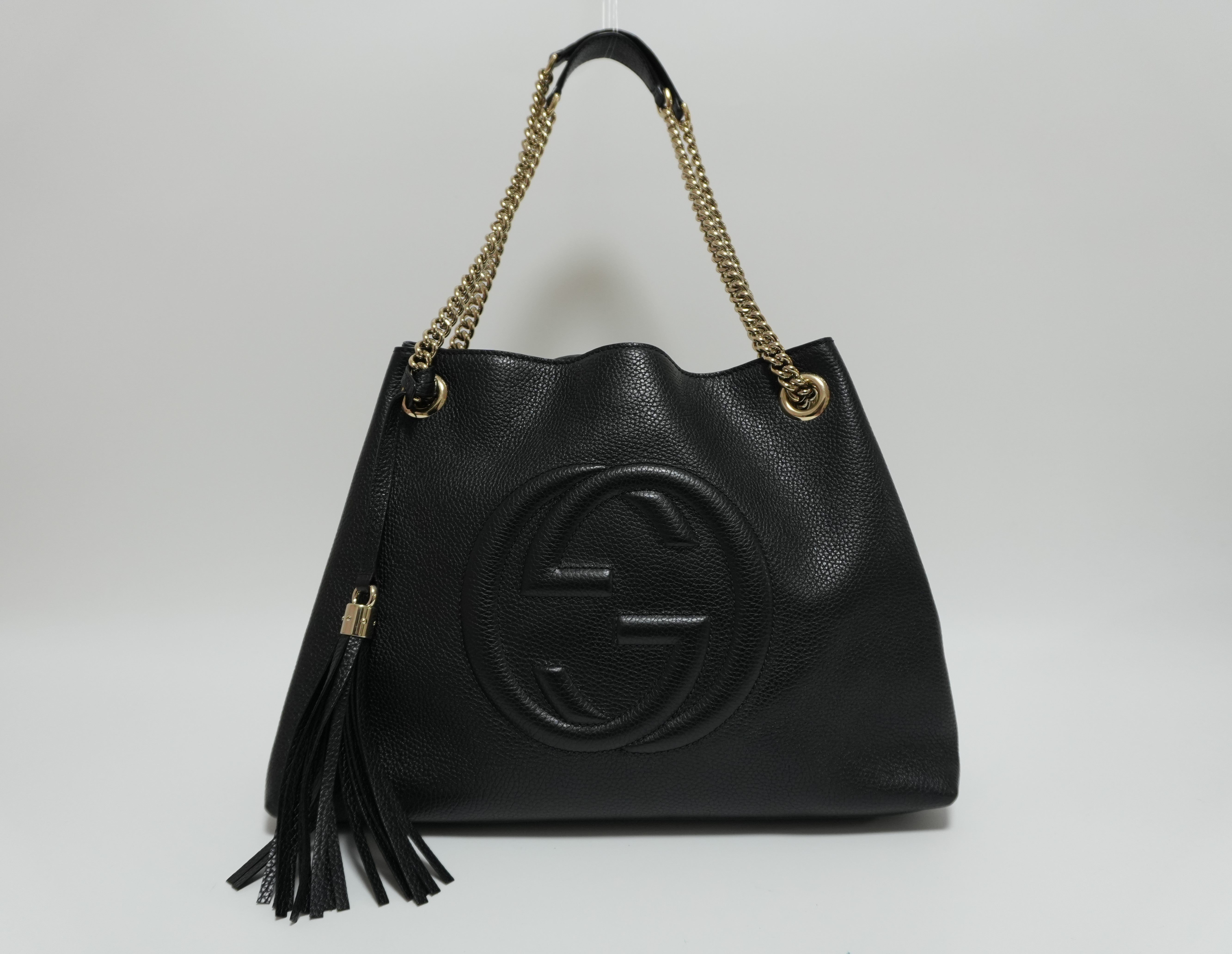 Gucci Soho Chain Shoulder Bag Black Leather Used