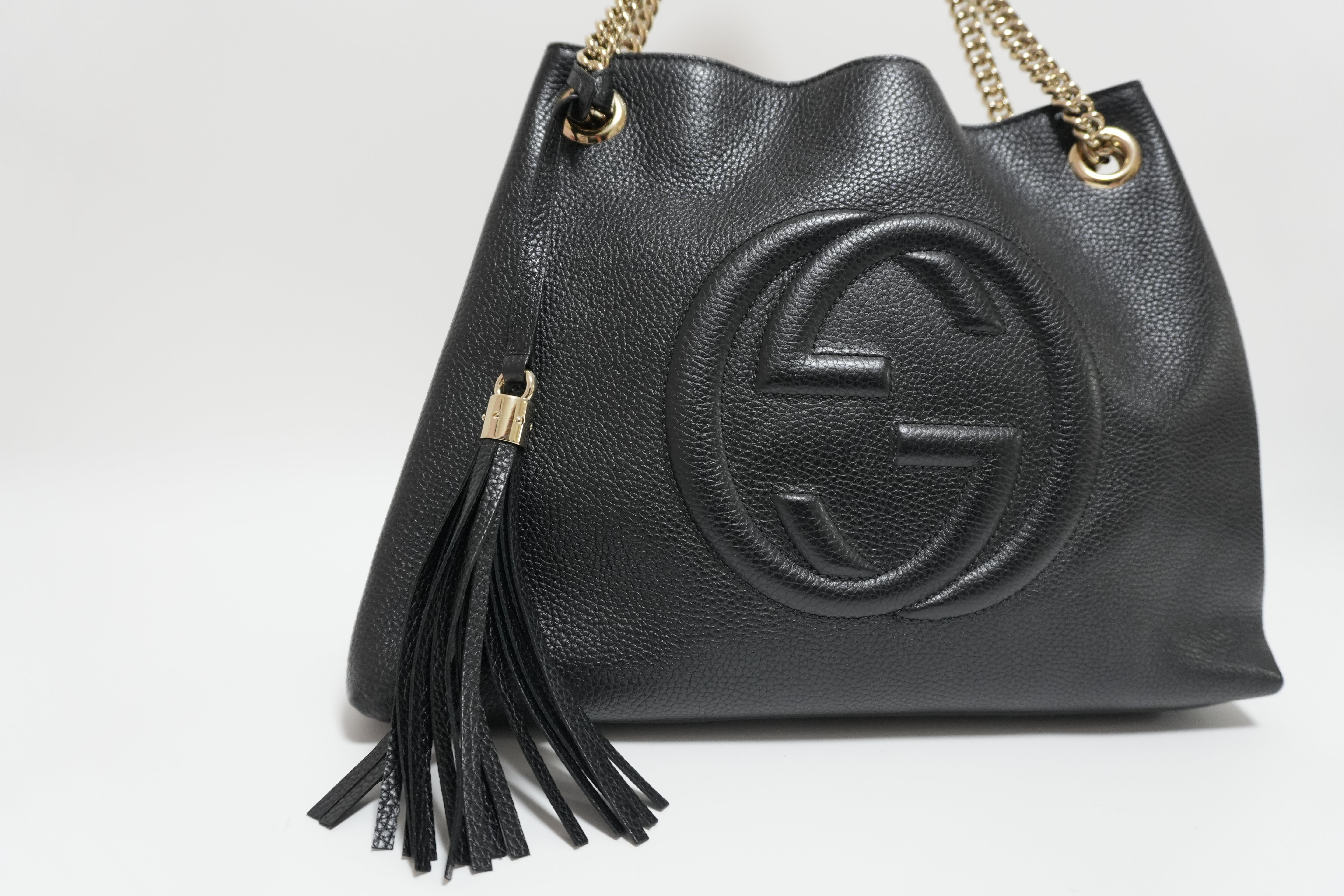 Gucci Soho Chain Shoulder Bag Black Leather Used