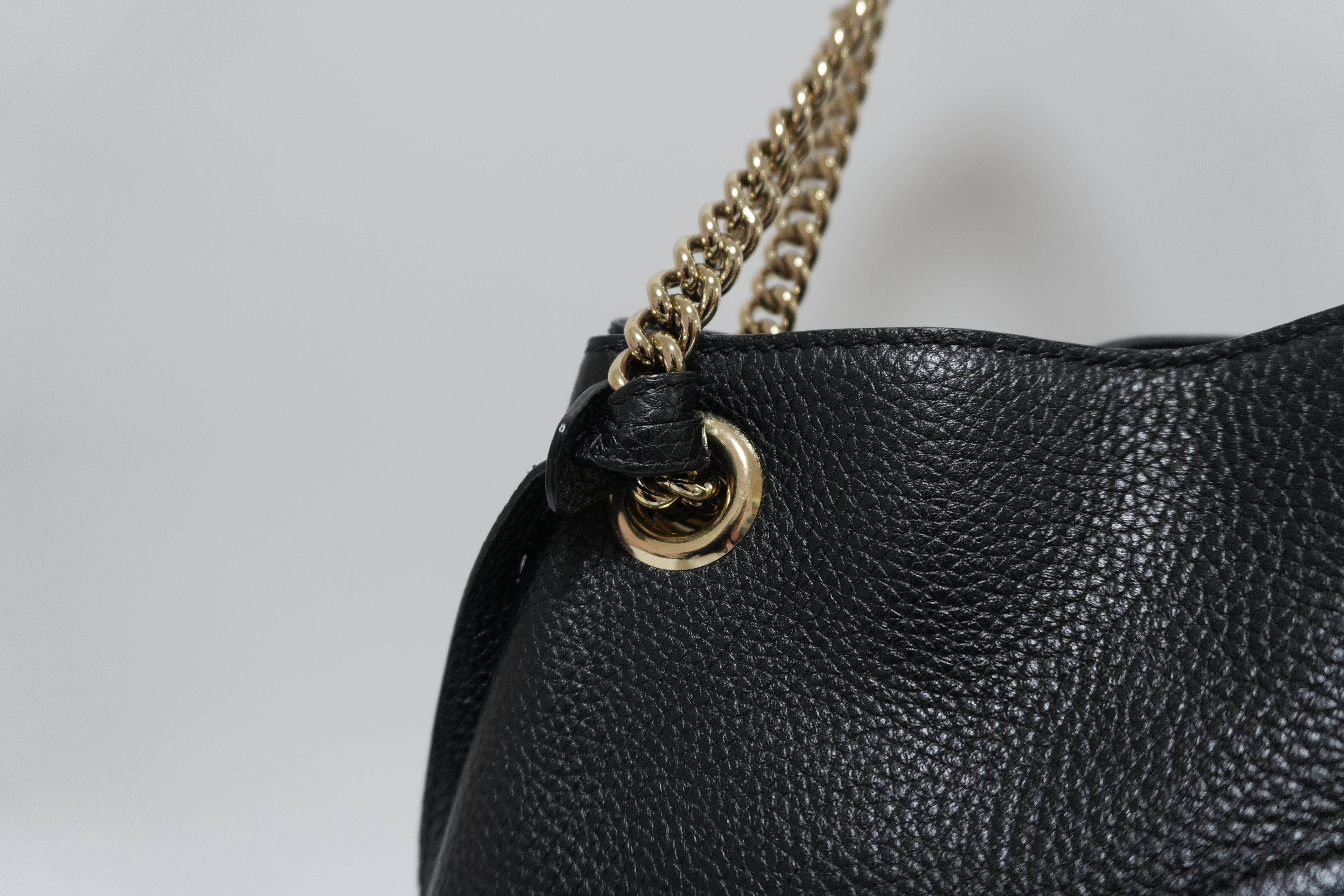 Gucci Soho Chain Shoulder Bag Black Leather Used