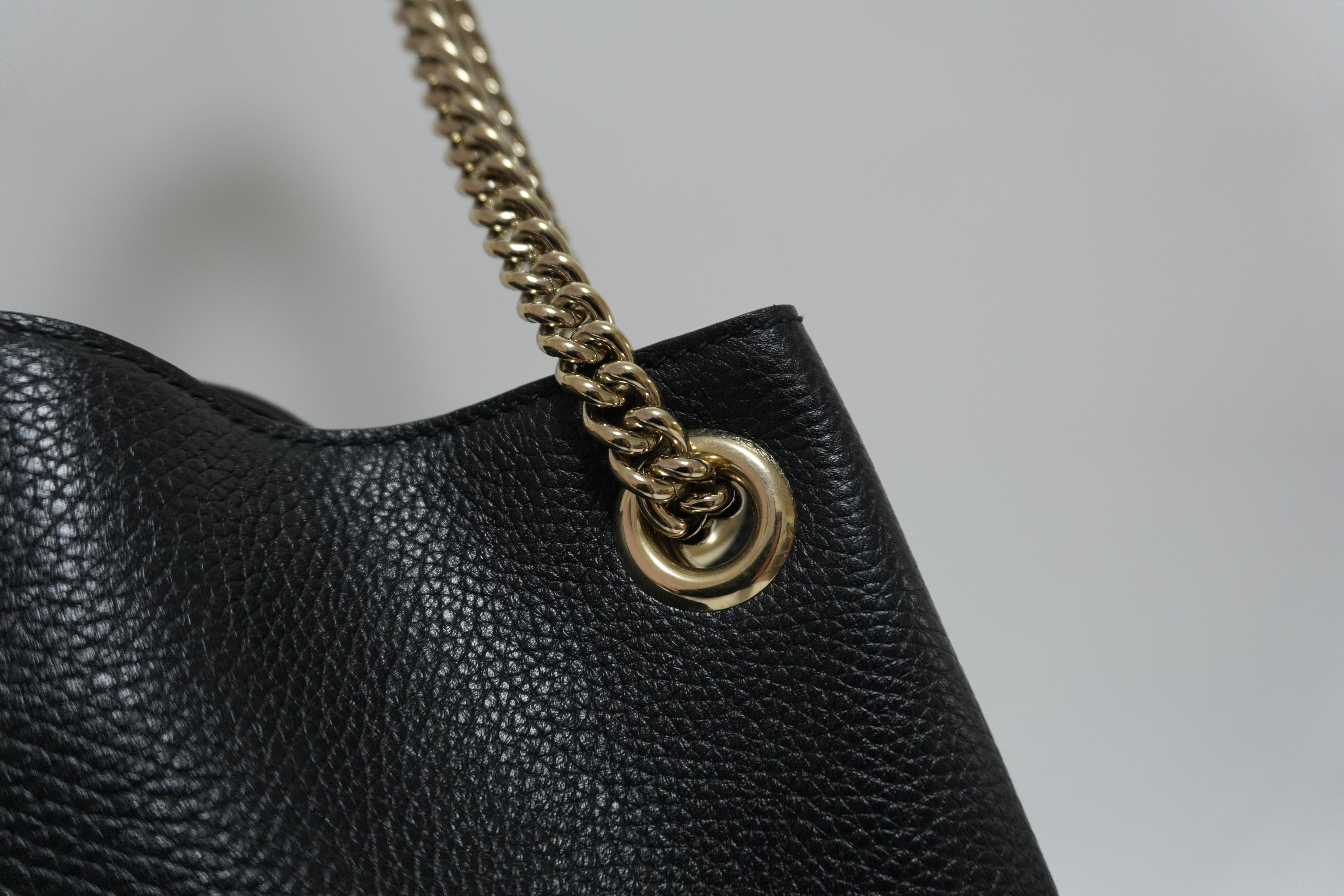 Gucci Soho Chain Shoulder Bag Black Leather Used