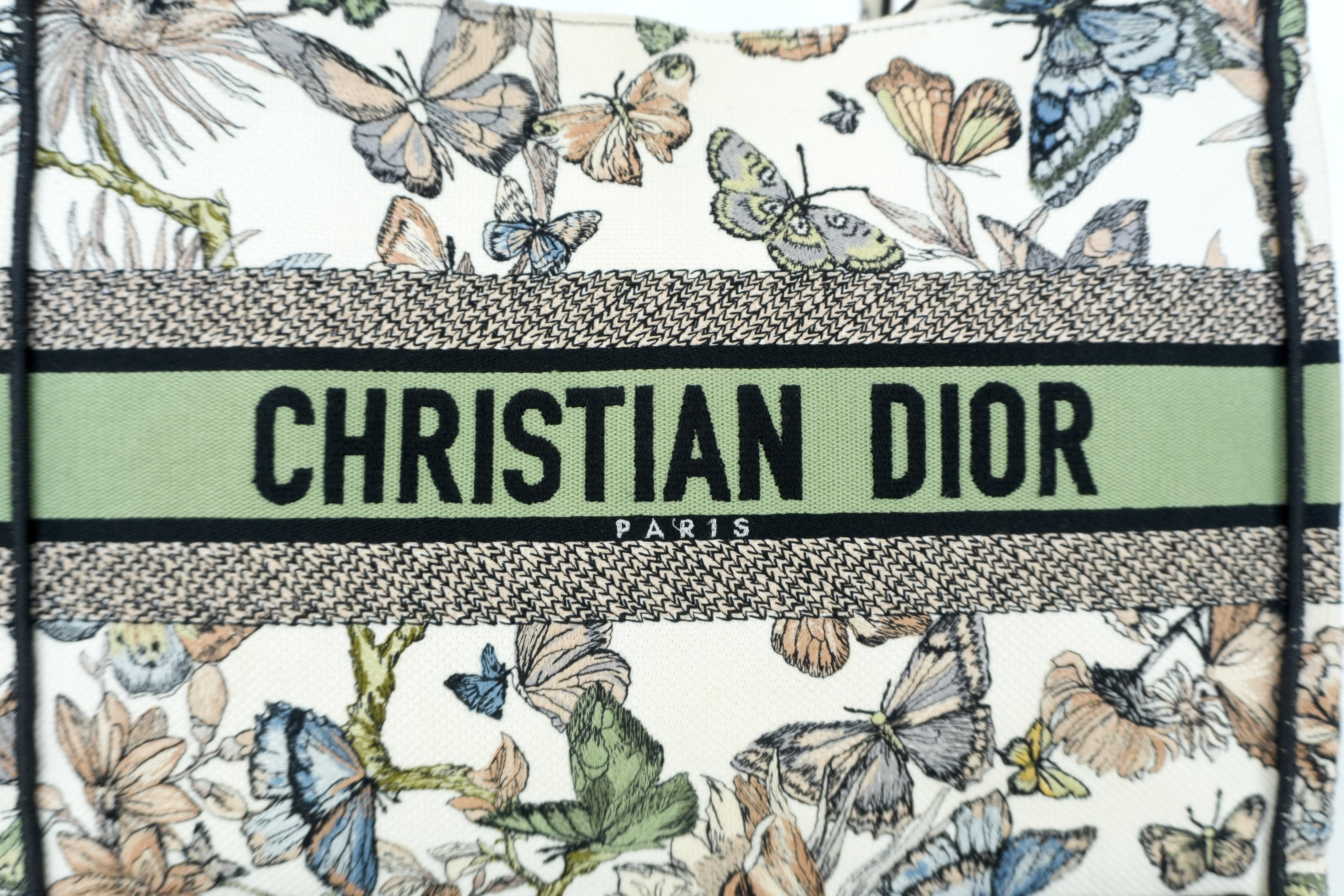 Christian Dior Book Tote Medium Butterfly Canvas Used