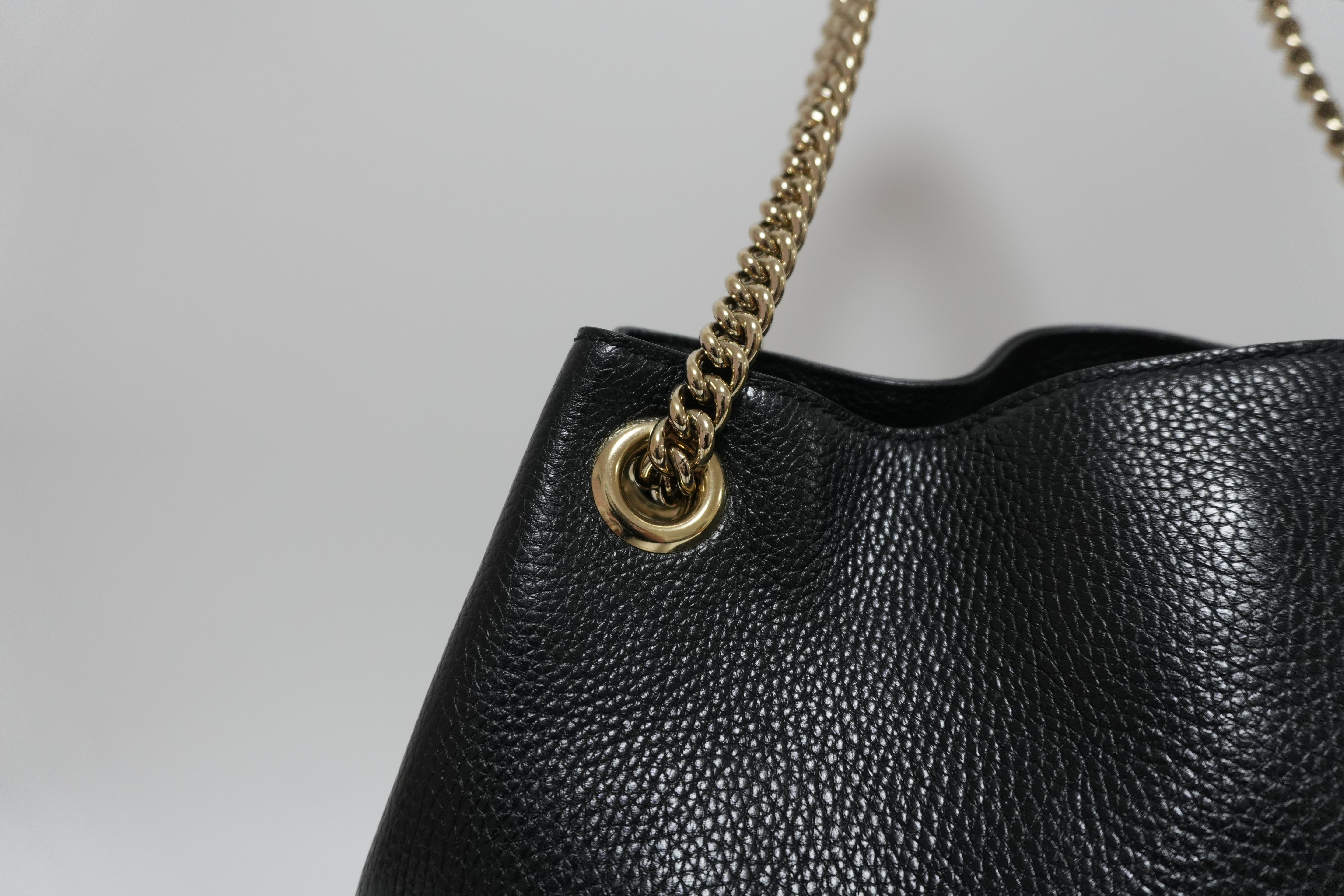 Gucci Soho Chain Shoulder Bag Black Leather Used