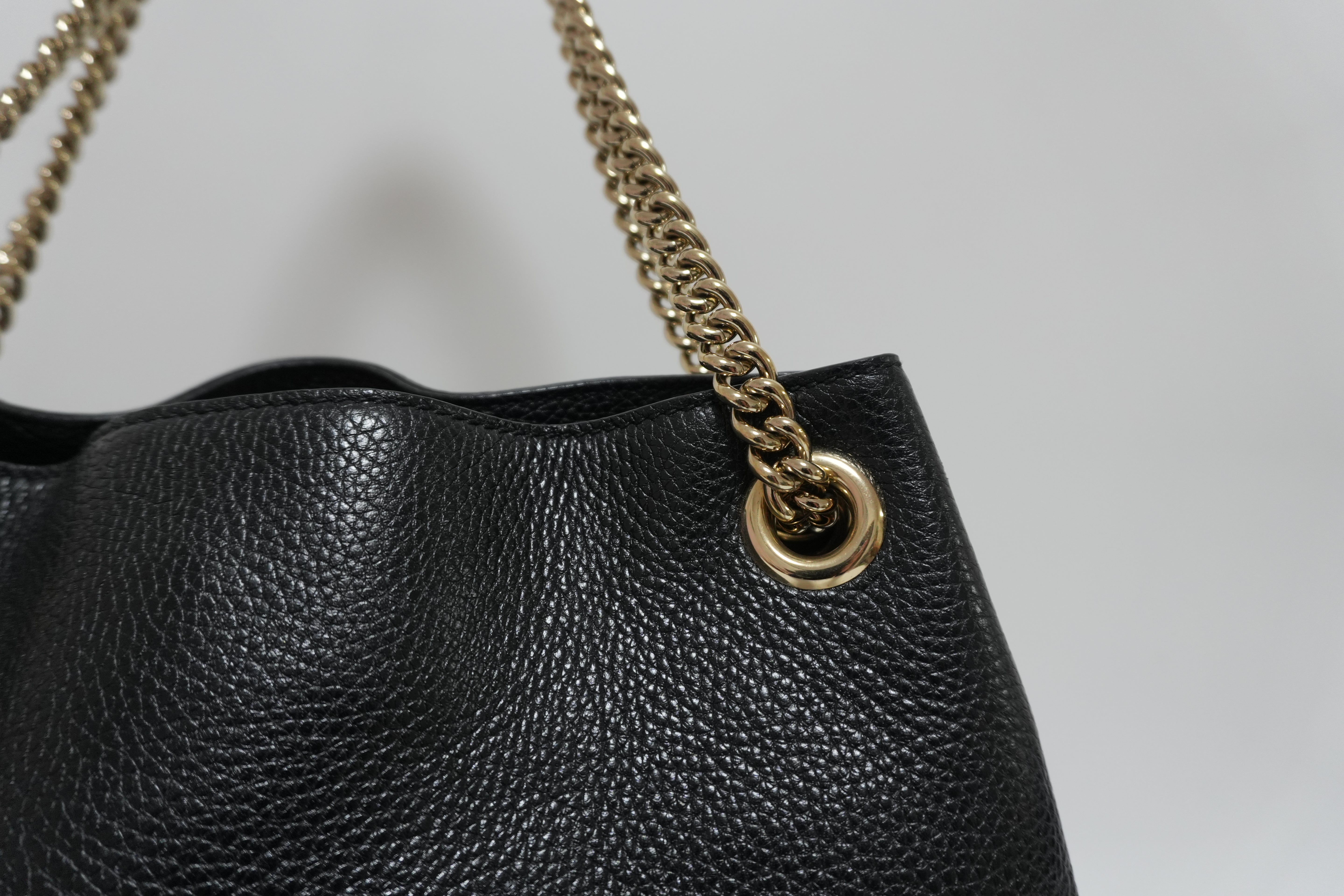 Gucci Soho Chain Shoulder Bag Black Leather Used